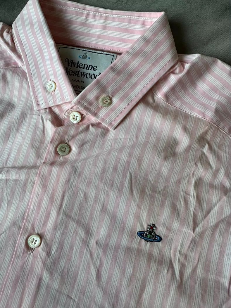 Vivienne Westwood Vivienne Westwood Pink striped arched cut shirt Size L / US 10 / IT 46 - 4 Thumbnail