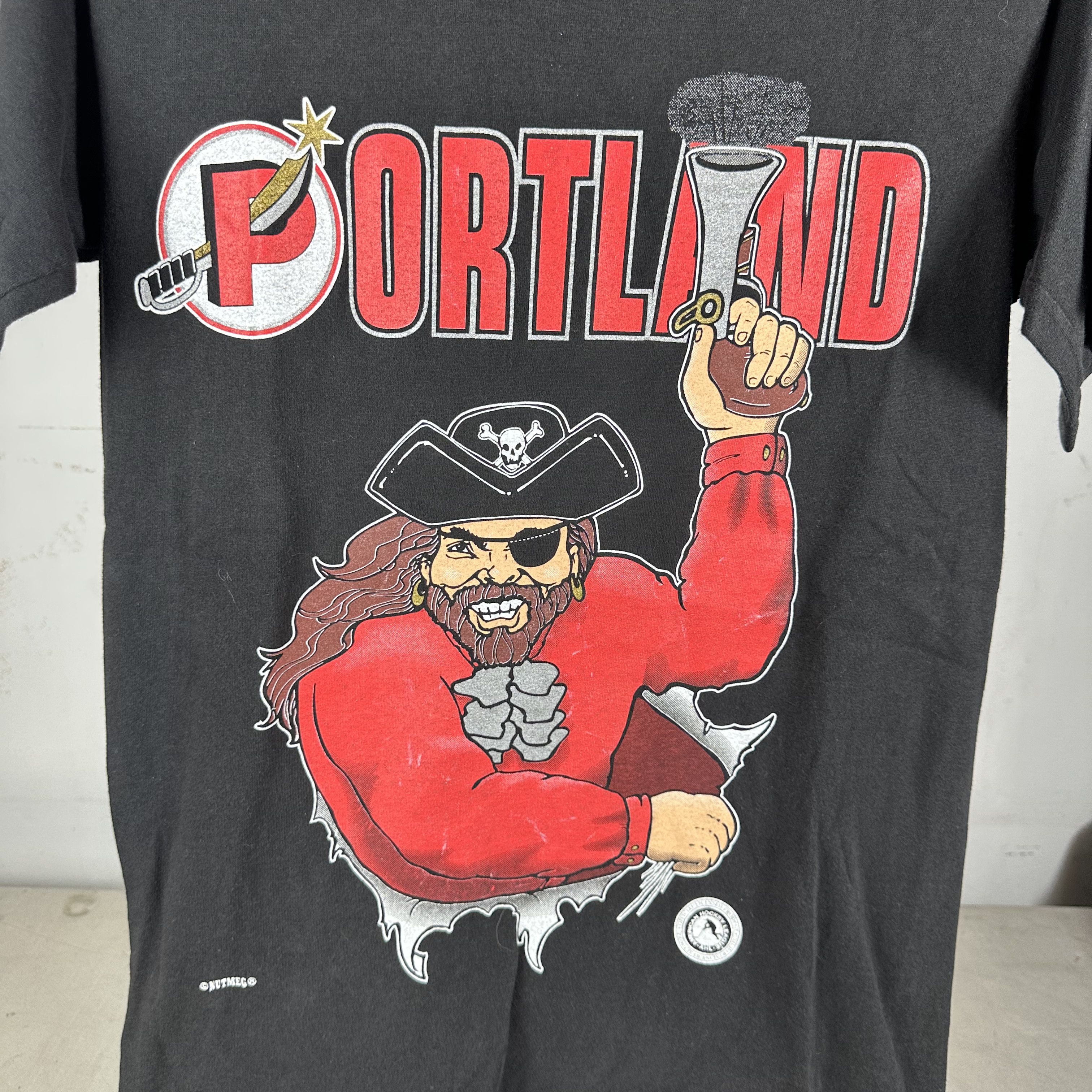 Vintage ​90s Portland Pirates AHL Nutmeg Breakthrough​ T-shirt Size US M / EU 48-50 / 2 - 2 Thumbnail