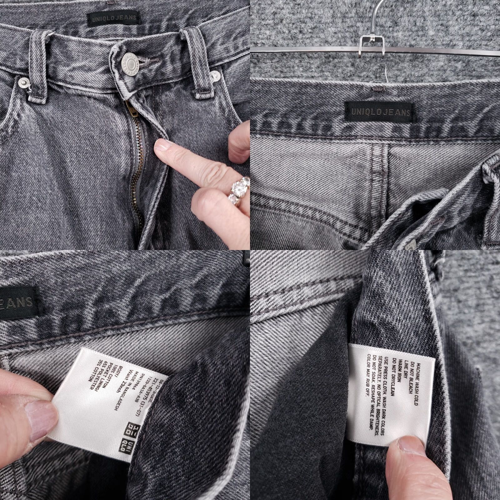 Uniqlo Uniqlo Womens Jeans Gray Mid Rise Tapered Leg Denim Zip Fly Size 23 Size 40" / US 18 - 8 Thumbnail
