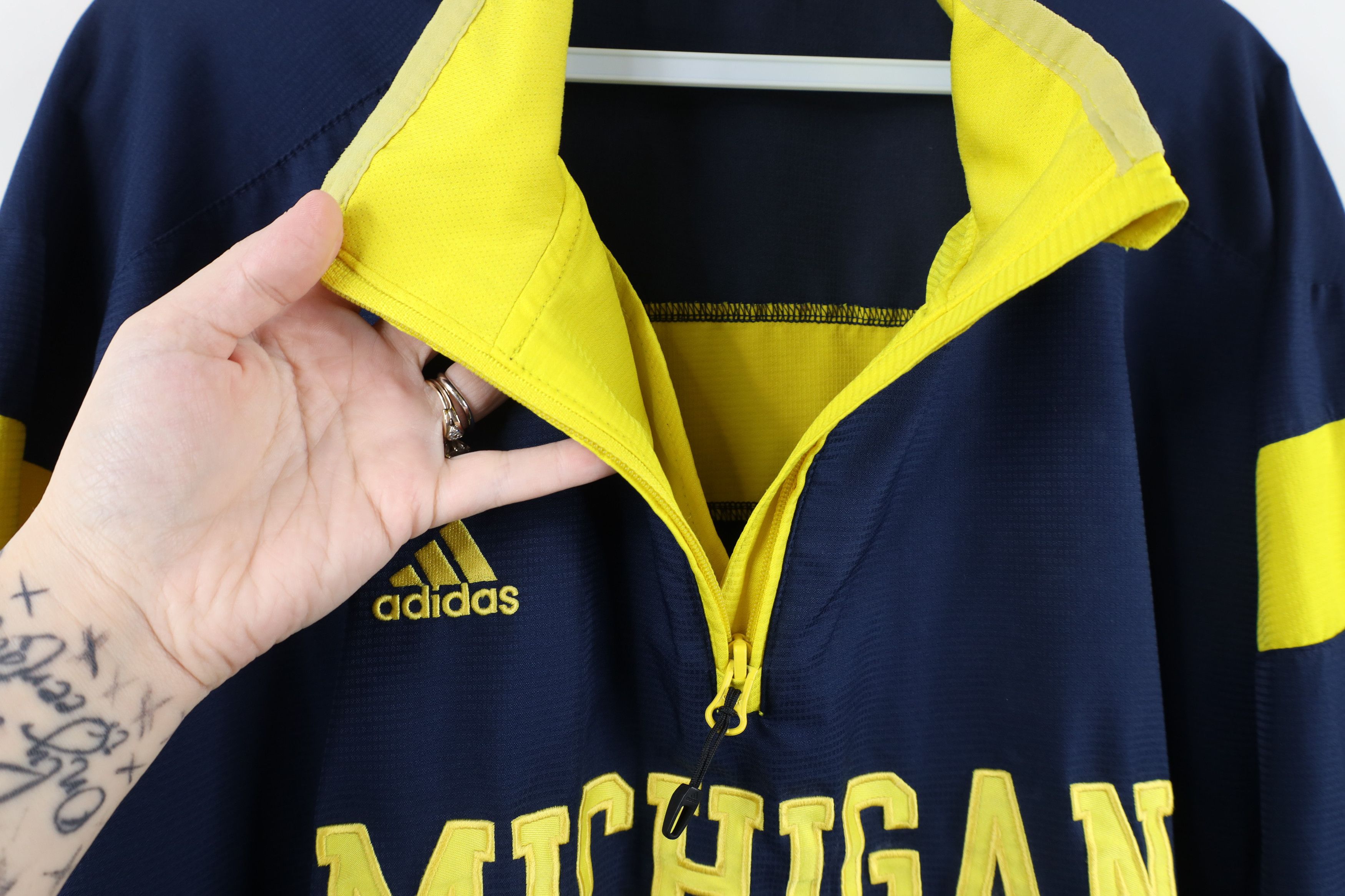 Adidas × Vintage Adidas University of Michigan Football Pullover Jacket Blue Size US XXL / EU 58 / 5 - 9 Thumbnail