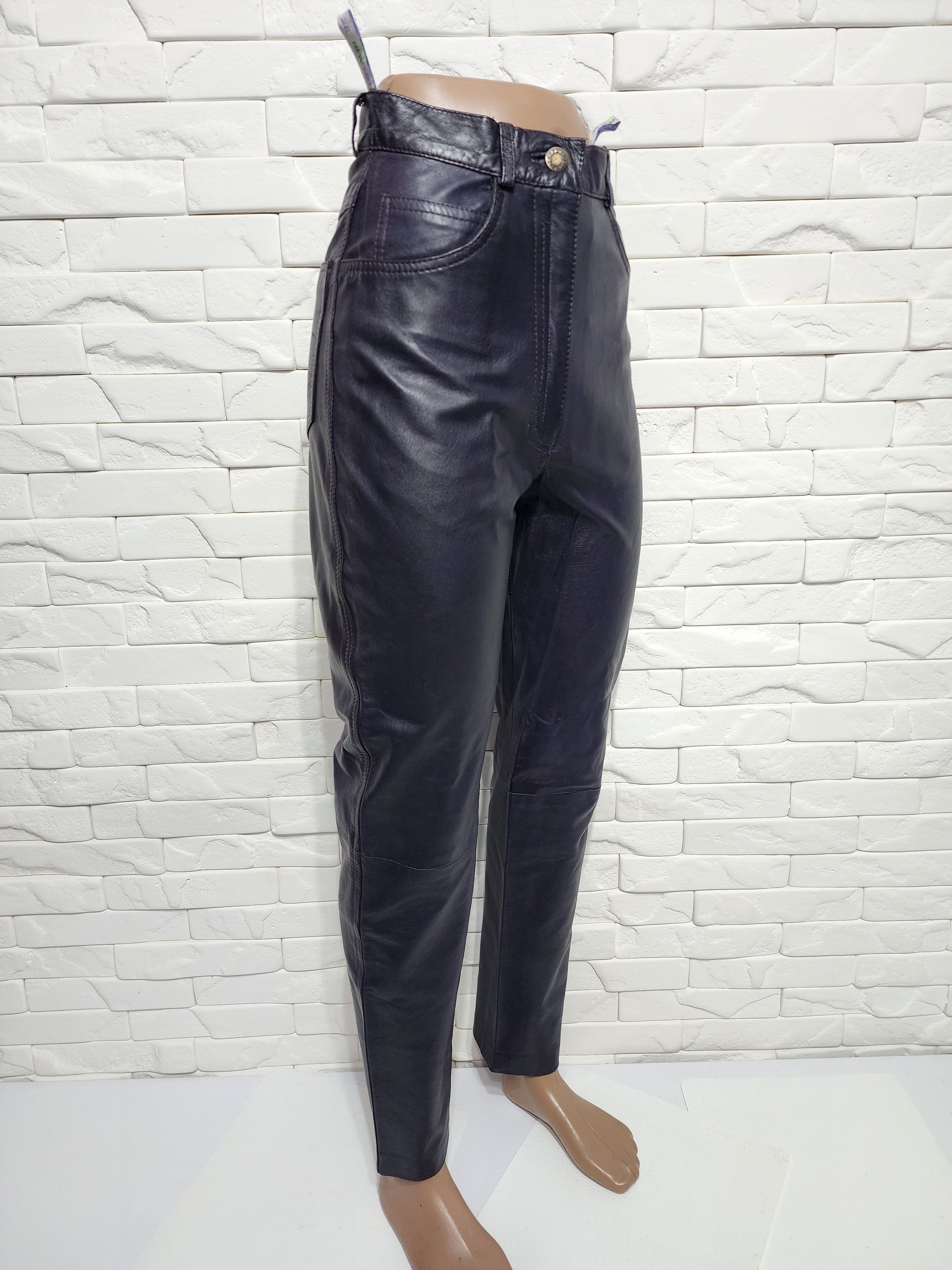 Genuine Leather Women's purple leather pants. Size 29" - 3 Thumbnail