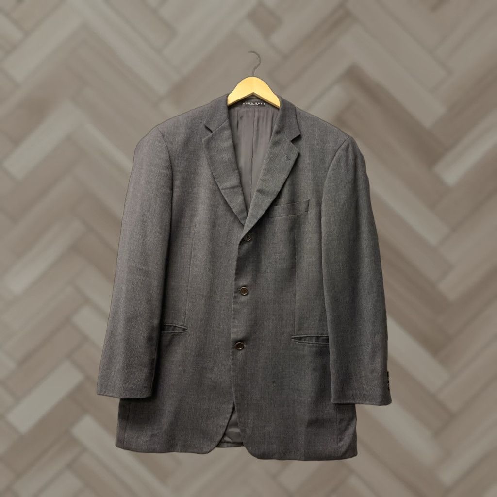Hugo Boss VINTAGE HUGO BOSS Men’s Blazer Solid Gray 3-Button 42L Formal Casual Size 42R - 1 Thumbnail