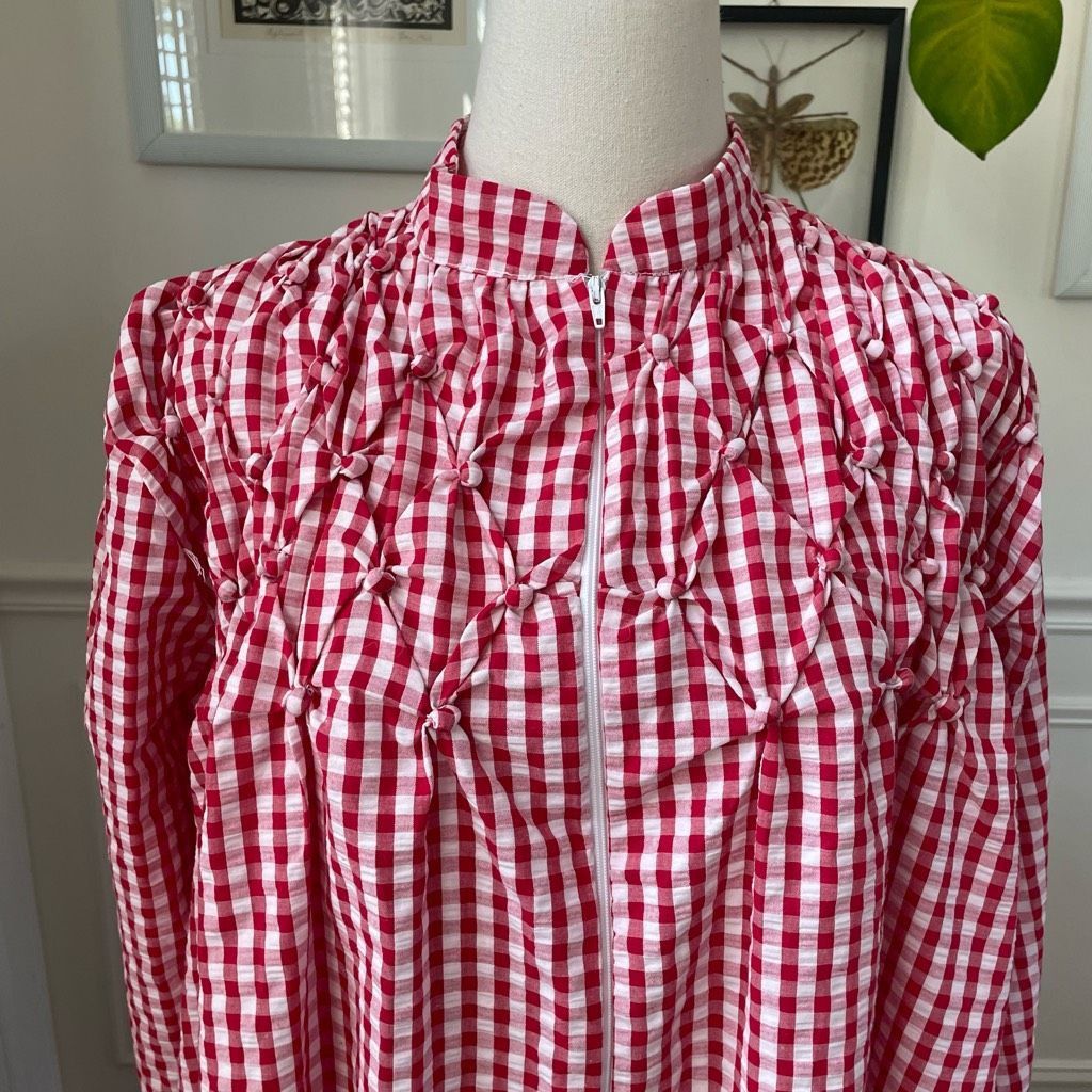 Vintage Vintage 70s Styled by Saybury Red Gingham House Coat Nightgo Size ONE SIZE - 2 Thumbnail