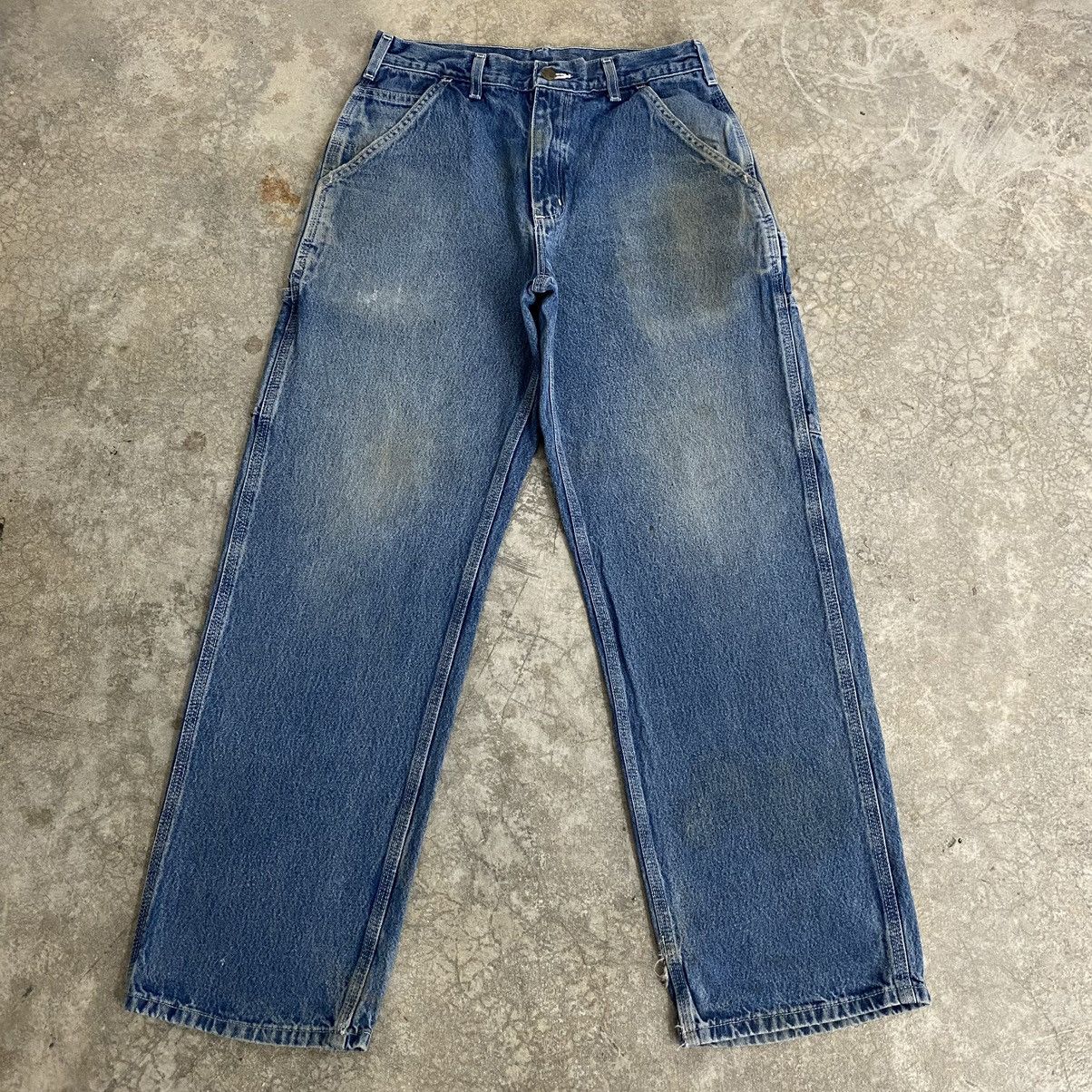Vintage Carhartt Faded Blue Carpenter Work Denim Jeans