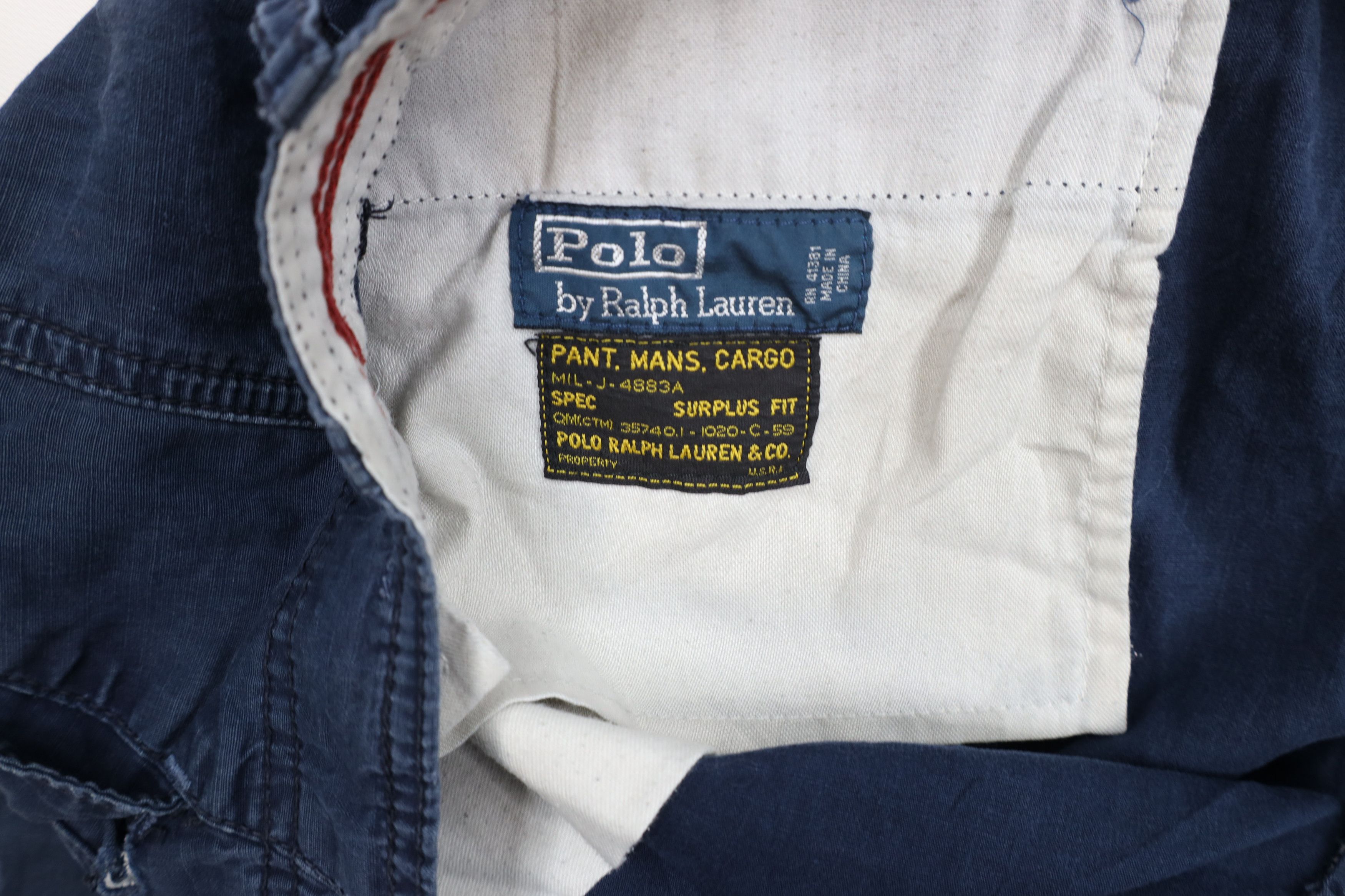 Ralph Lauren × Vintage Vintage 90s Ralph Lauren Surplus Cargo Shorts Navy Blue Size US 40 / EU 56 - 8 Thumbnail