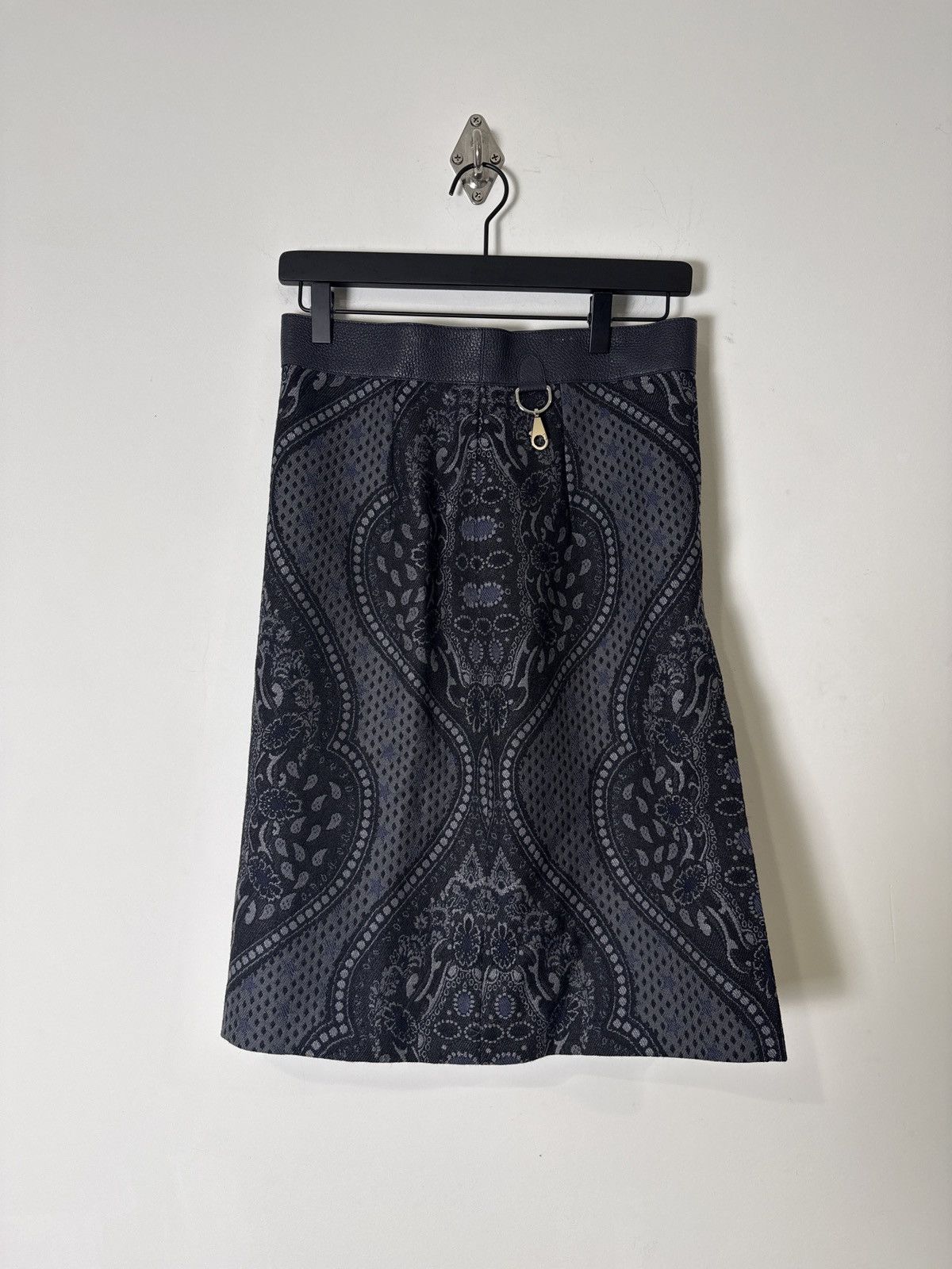 Hermes Hermès Paris Wool Pattern Skirt w/ Leather Waistband Size 27" / US 4 / IT 40 - 2 Thumbnail