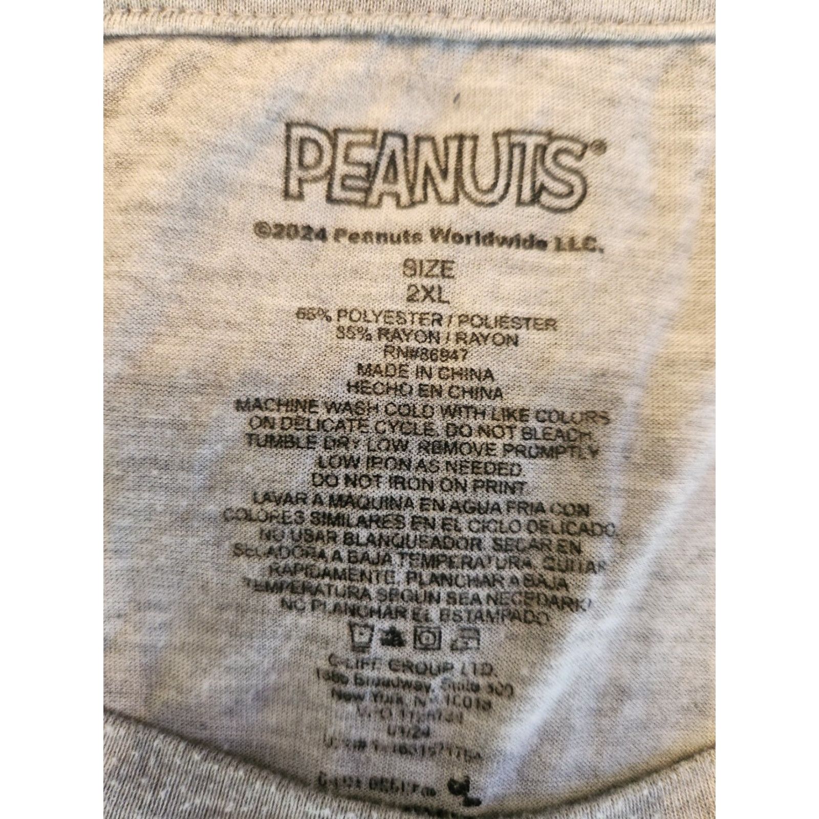 Peanuts Womens Peanuts Snoopy Charlie Brown Gray Short Sleeve T-Shirt 2XL Size Shirt Casual Womens Size XXL / US 16-18 / IT 52-54 - 2 Thumbnail