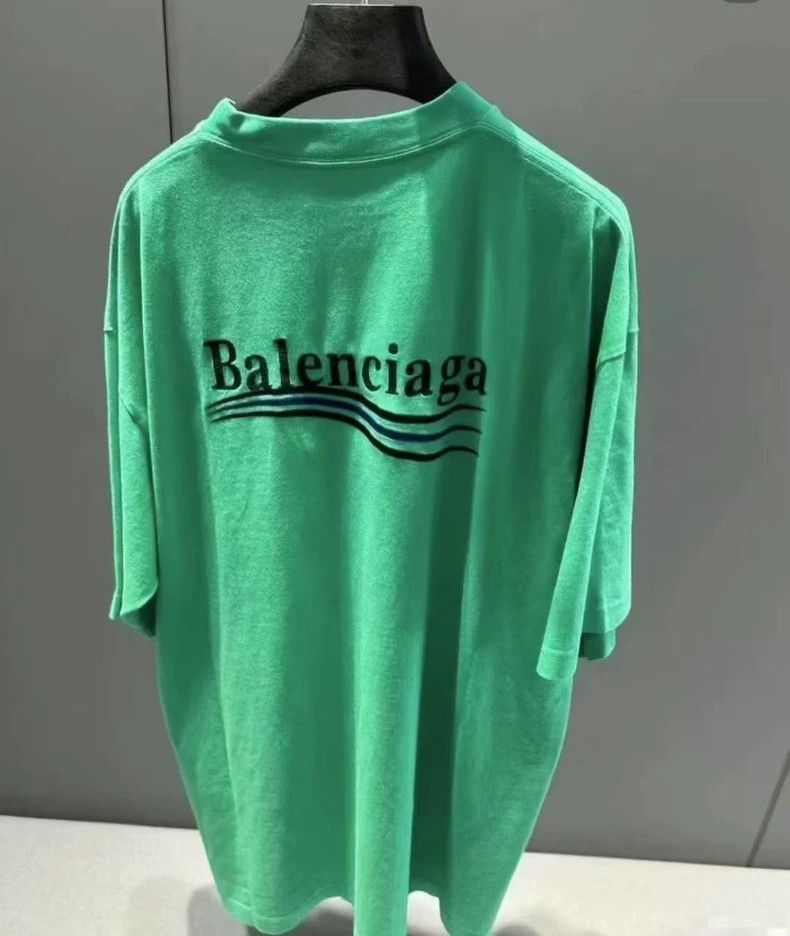 Balenciaga Green Wave Short Sleeve T-Shirt