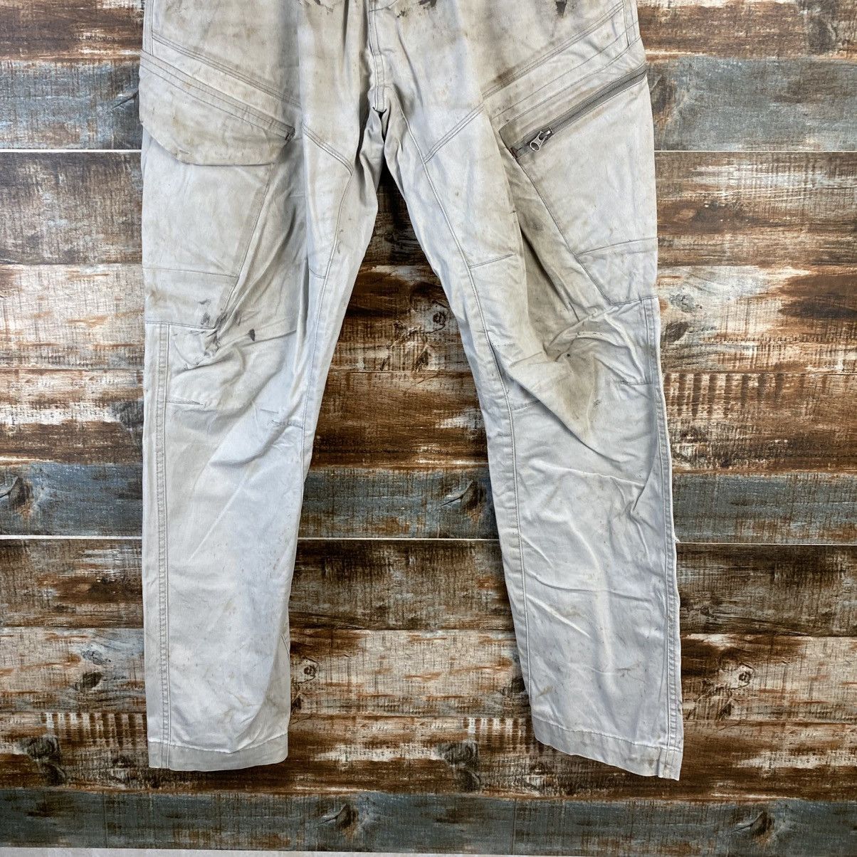Japanese Brand DL Xebec White thrased dirty Cargo Multipocket Pants #C777 Size US 33 - 3 Thumbnail