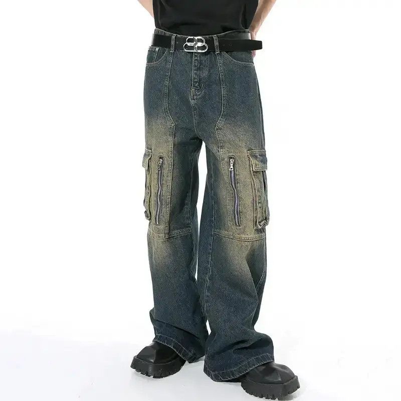 Japanese Brand Gradient Color Jeans Multi-pocket Zipper Baggy Denim Cargo Size US 32 / EU 48 - 3 Thumbnail