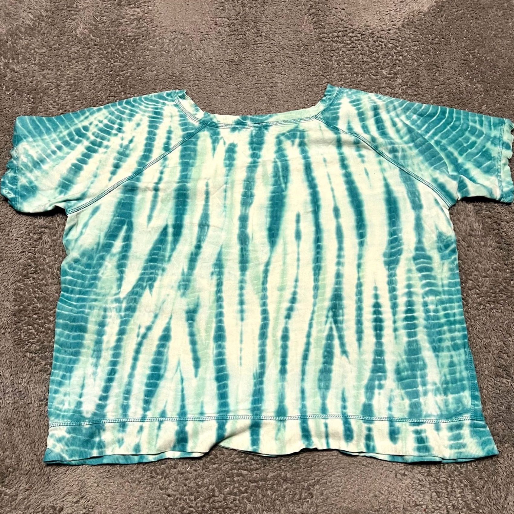 Vintage Sundance Shirt Top Womens XL Turquosie Tie Dye Short Sleeve Sweatshirt Fabric Shirt Women XL Turquoise Tie Dye Sweatshirt Fabric Size XL / US 12-14 / IT 48-50 - 4 Thumbnail