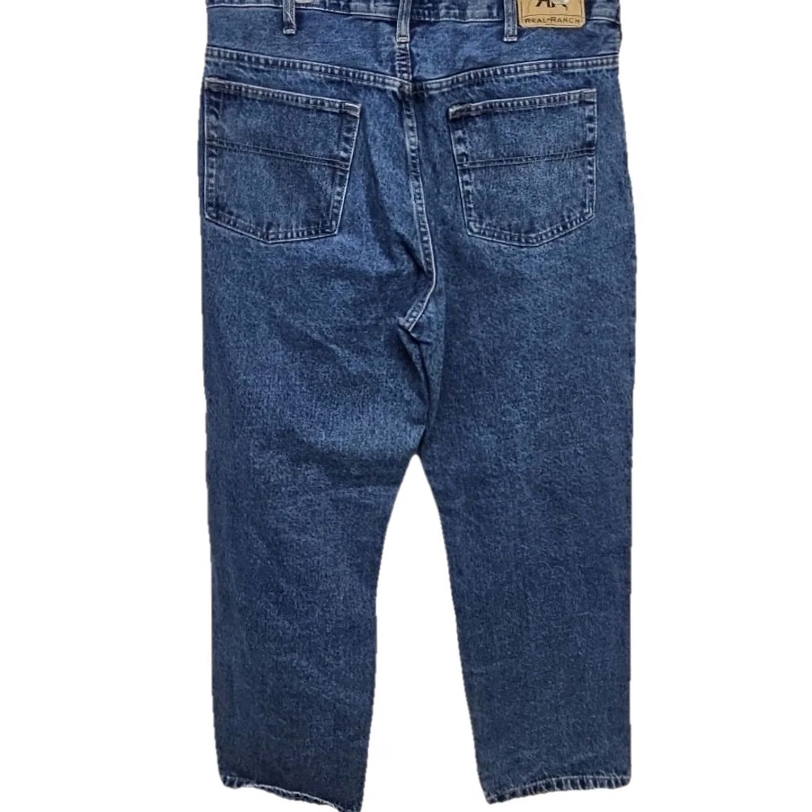 Denime Real Ranch Jeans Men’s 36x30 Regular Fit 100% Cotton Classic Blue Denim Straight Size US 36 / EU 52 - 6 Thumbnail