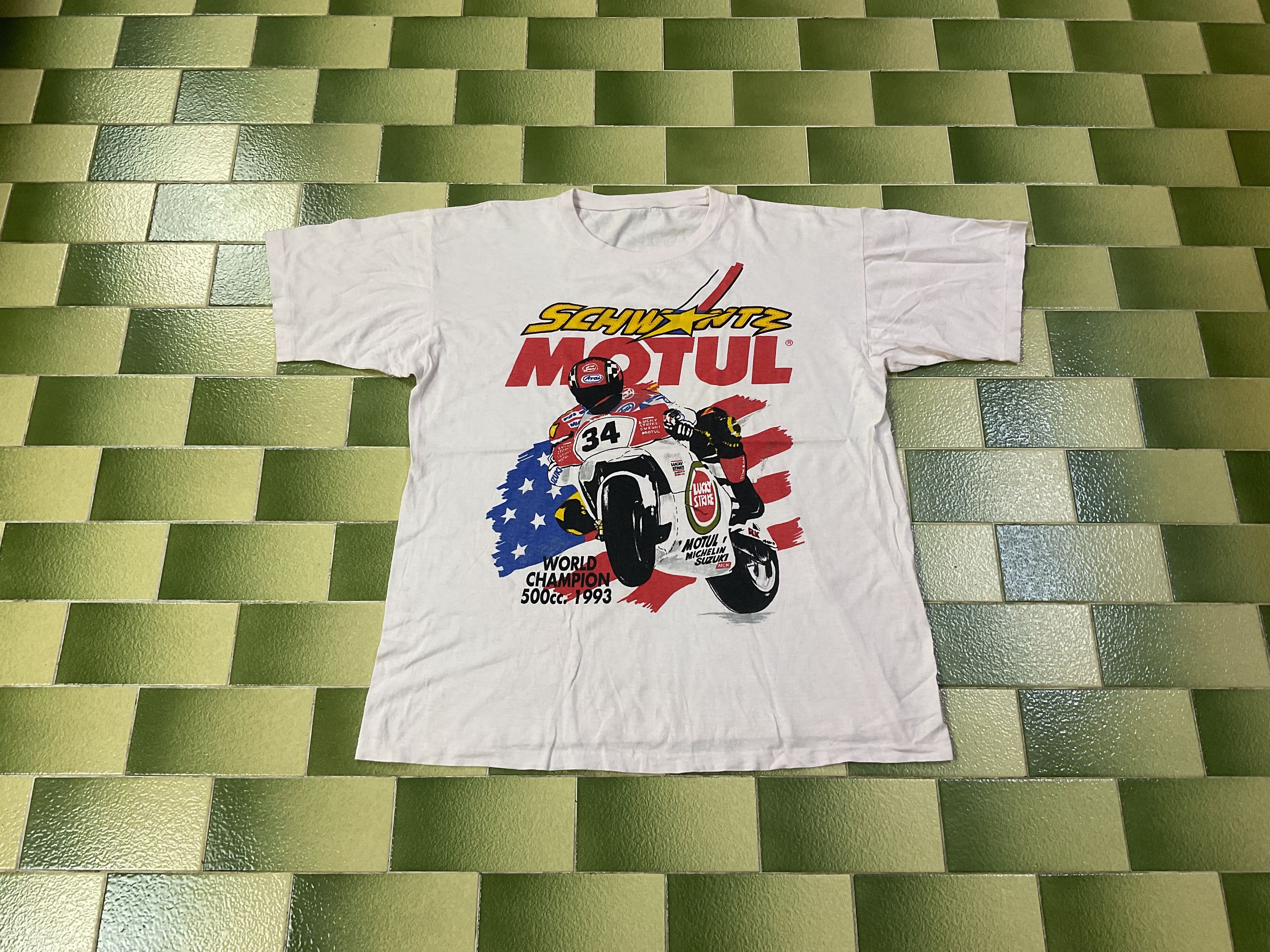 Sports Specialties Vintage 90s Kevin Schwantz 1993 World Champion 500cc T-Shirt Size US XL / EU 56 / 4 - 1 Thumbnail
