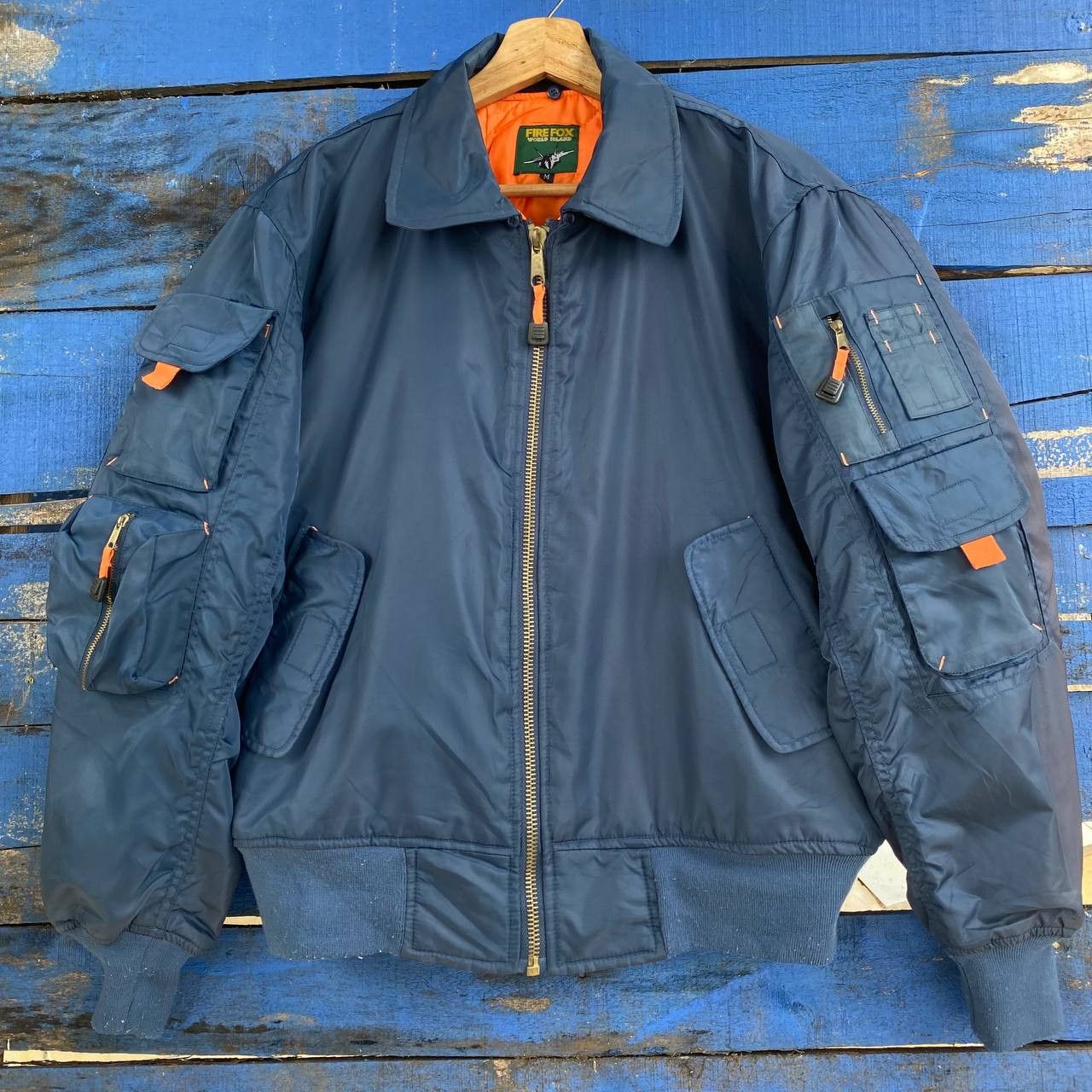 Vintage Vintage Fire Fox Bomber Jacket multi pocket Sun Faded Size US M / EU 48-50 / 2 - 1 Thumbnail