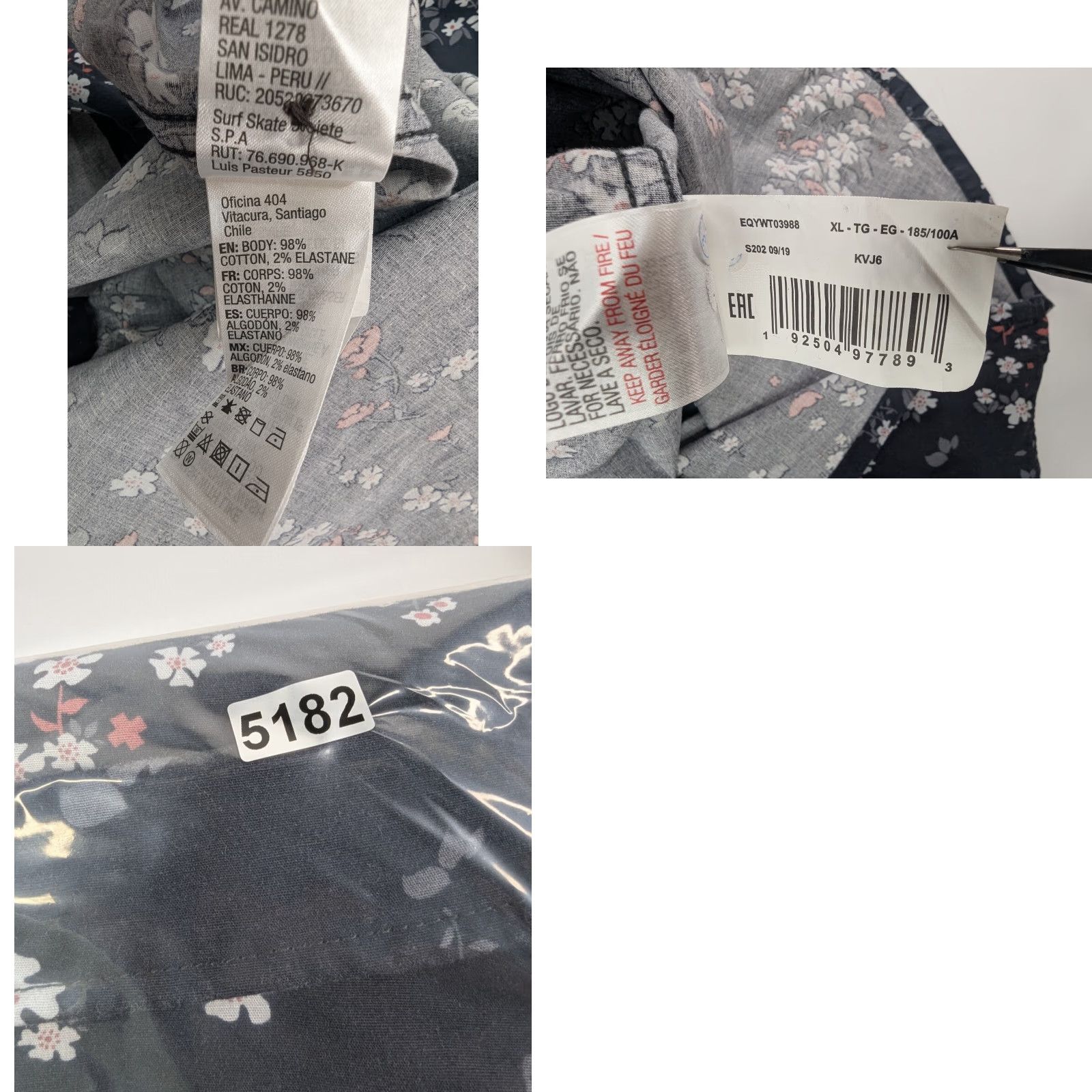Quiksilver VINTAGE Quiksilver Shirt Navy Floral Print Button-Down Tripping Daisy XL Mens Regular Fit Size US XL / EU 56 / 4 - 8 Thumbnail