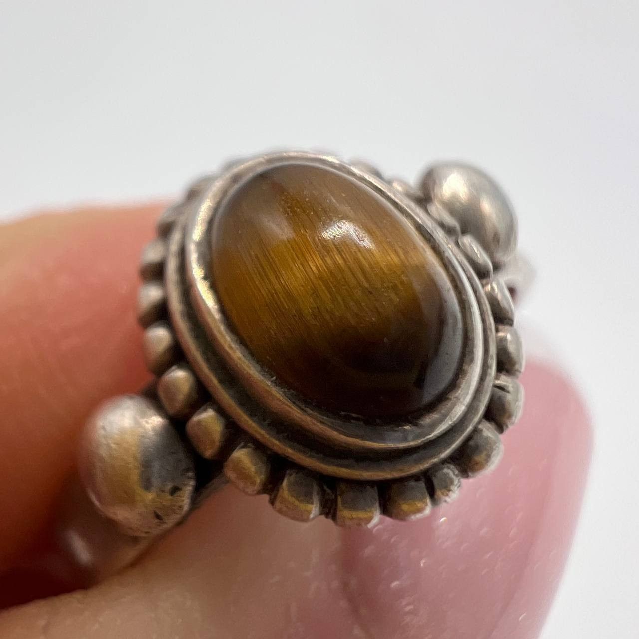 Vintage Sterling Silver 925 Ring Tiger's Eye Stone Size 8