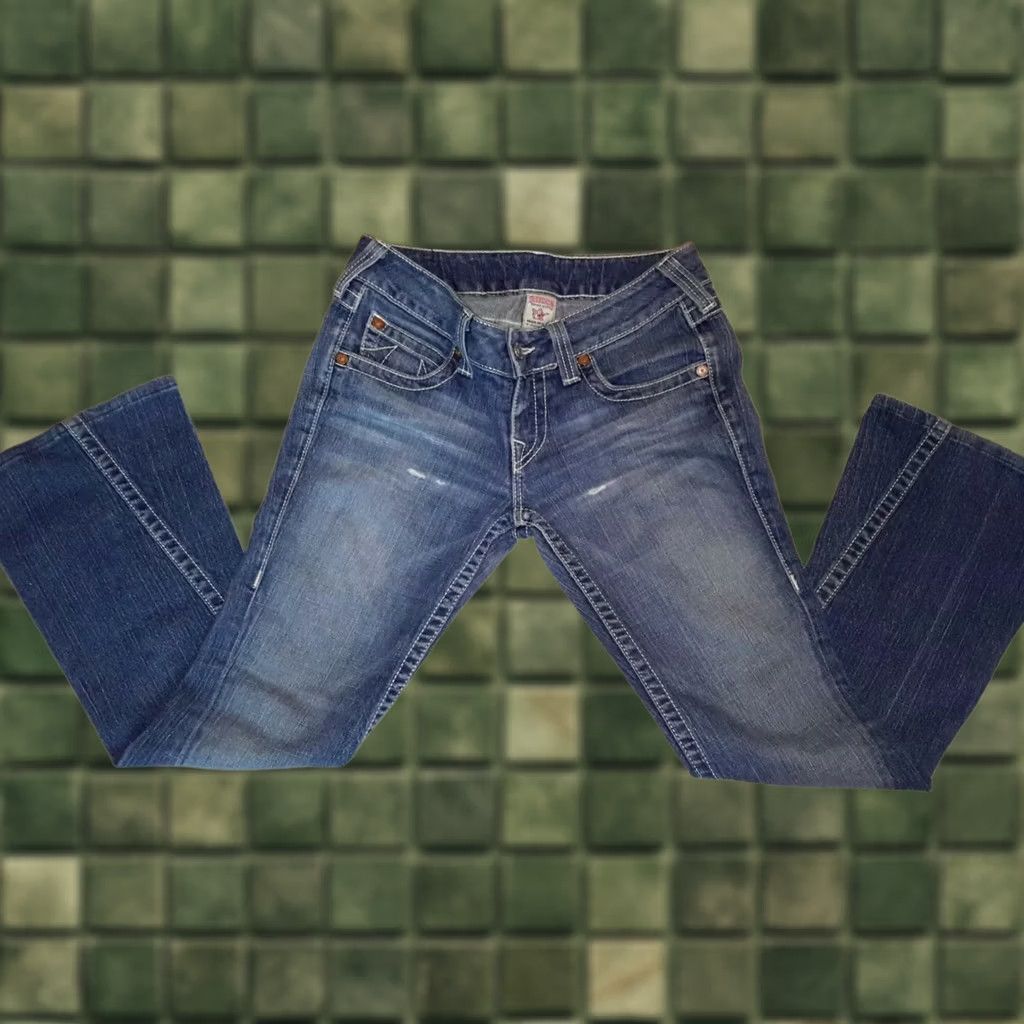 True Religion True Religion Jeans Flare Twisted Leg Womens Size 29 Distressed Denim Blue 30 Inseam Womens Size 29" - 1 Thumbnail
