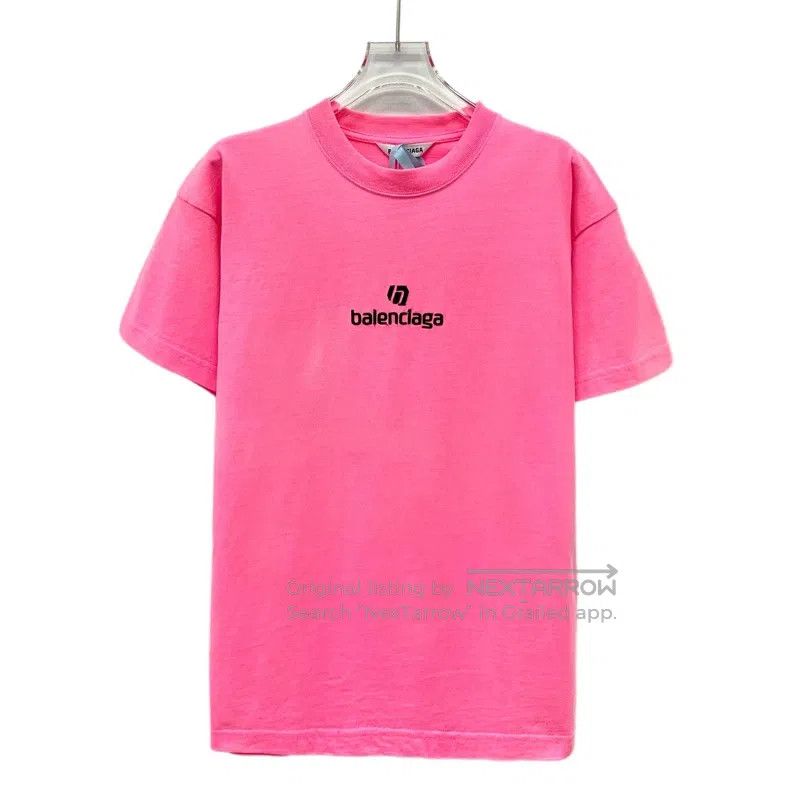 Balenciaga Balenciaga Pink Logo Letter Embroidered Cotton Crew Neck S Size US XS / EU 42 / 0 - 1 Thumbnail