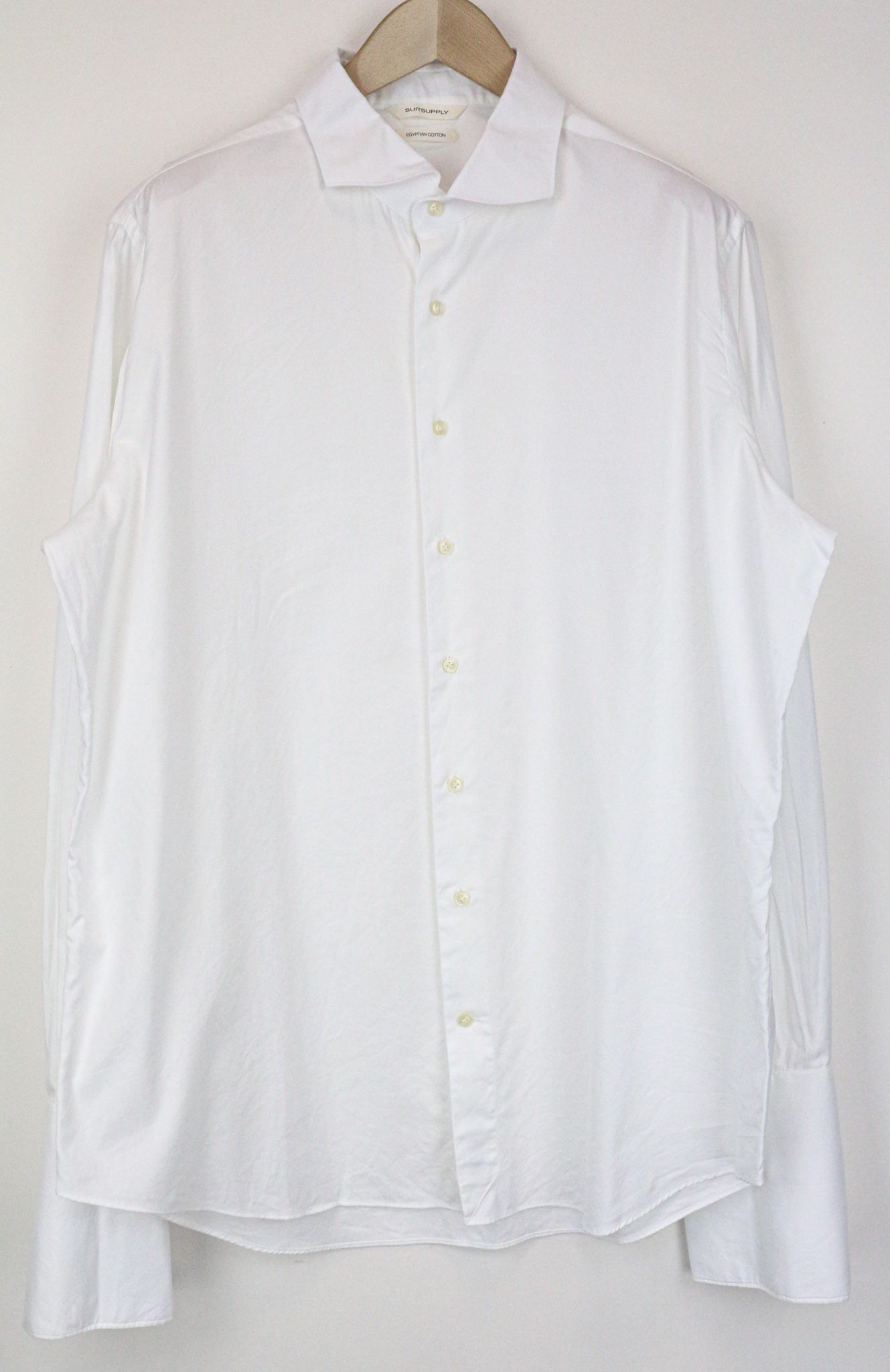 Suitsupply 46/18 Slim White Cotton Cutaway Twill Shirt 78417 Size 46R - 1 Thumbnail