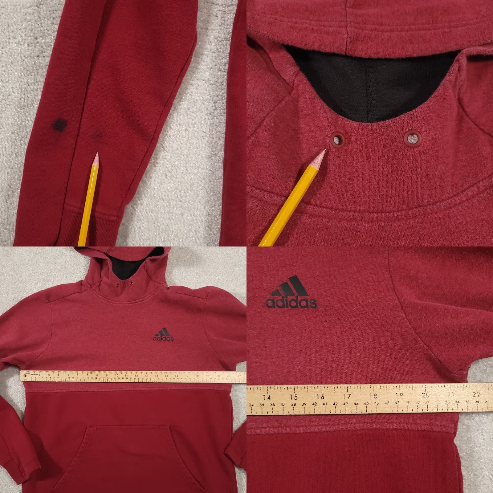 Adidas Adidas Hoodie Athletic Fleece Women's M Colorblock Maroon Kangaroo Pocket Size M / US 6-8 / IT 42-44 - 8 Thumbnail