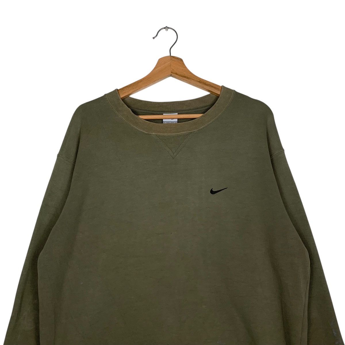 Nike NIKE Embroidery Small Swoosh Logo Green Sweatshirt #1464-C66 Size US M / EU 48-50 / 2 - 2 Thumbnail