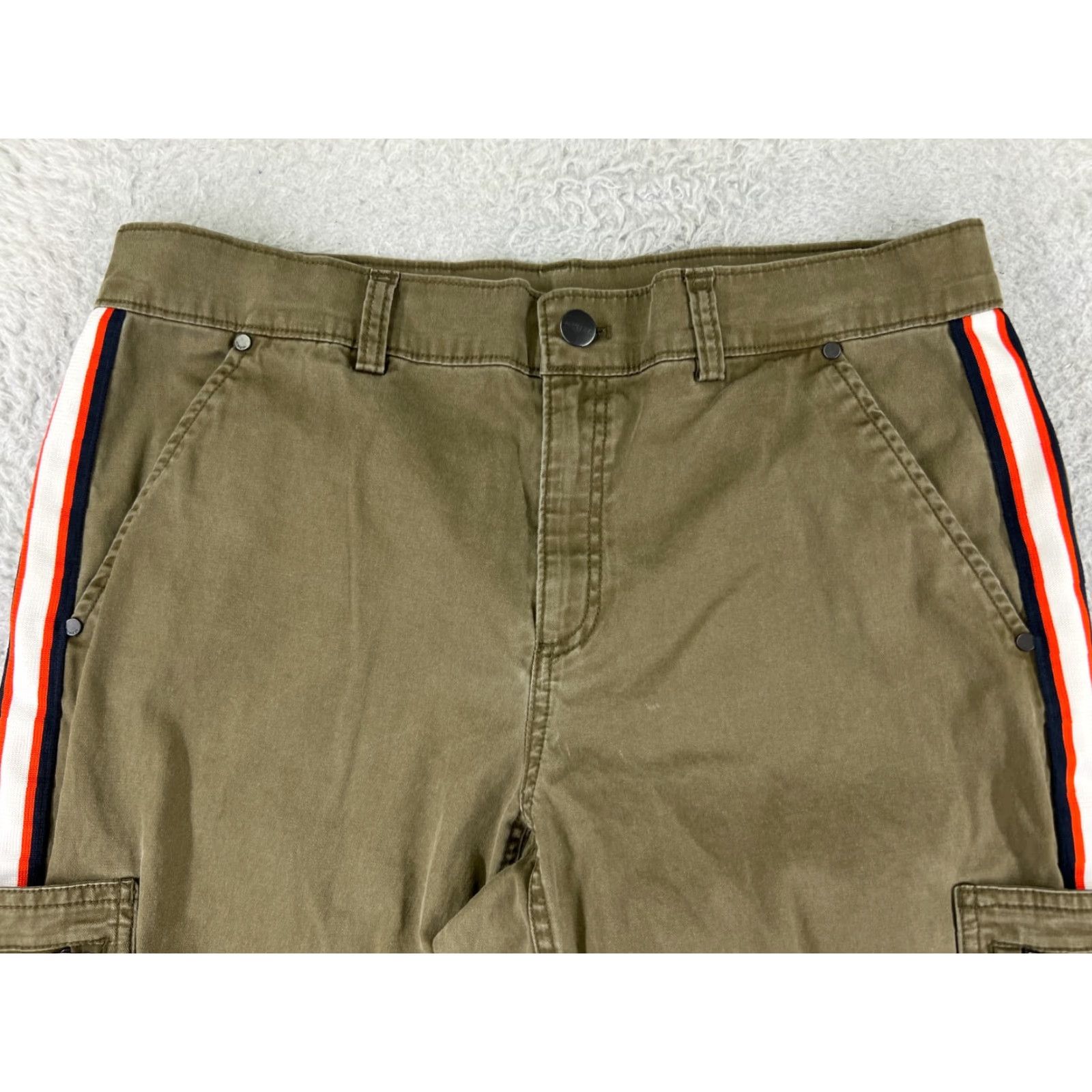 Athleta Athleta Pants Womens 10 Green Cargo Side Stripe Cotton Lyocell Blend Zip 31x28 Size 32" / US 10 / IT 46 - 4 Thumbnail