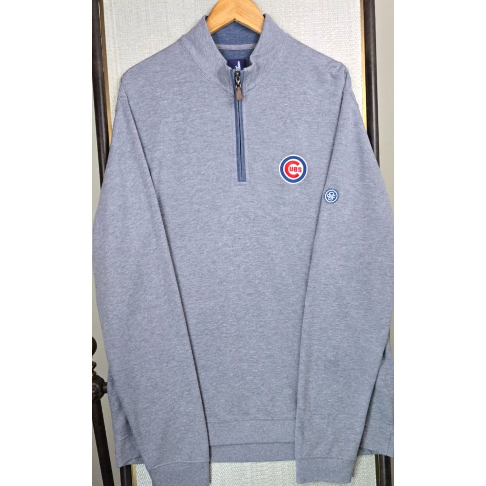 johnnie-O JOHNNIE-O Mens XL Pullover 1/4 Zip Golf Sweatshirt Blue Knit Cotton Blend Mock Neck Windproof? (Note: cannot add new words) Size US XL / EU 56 / 4 - 3 Thumbnail