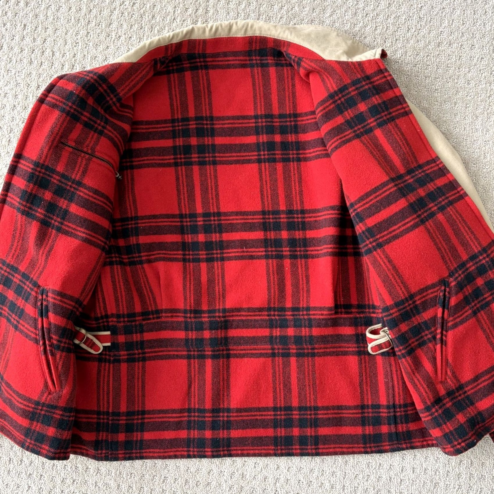 Vintage American Living Reversible Wool Jacket Mens 2XL Red Buffalo Plaid Zipper Mid-Length Size US XXL / EU 58 / 5 - 4 Thumbnail