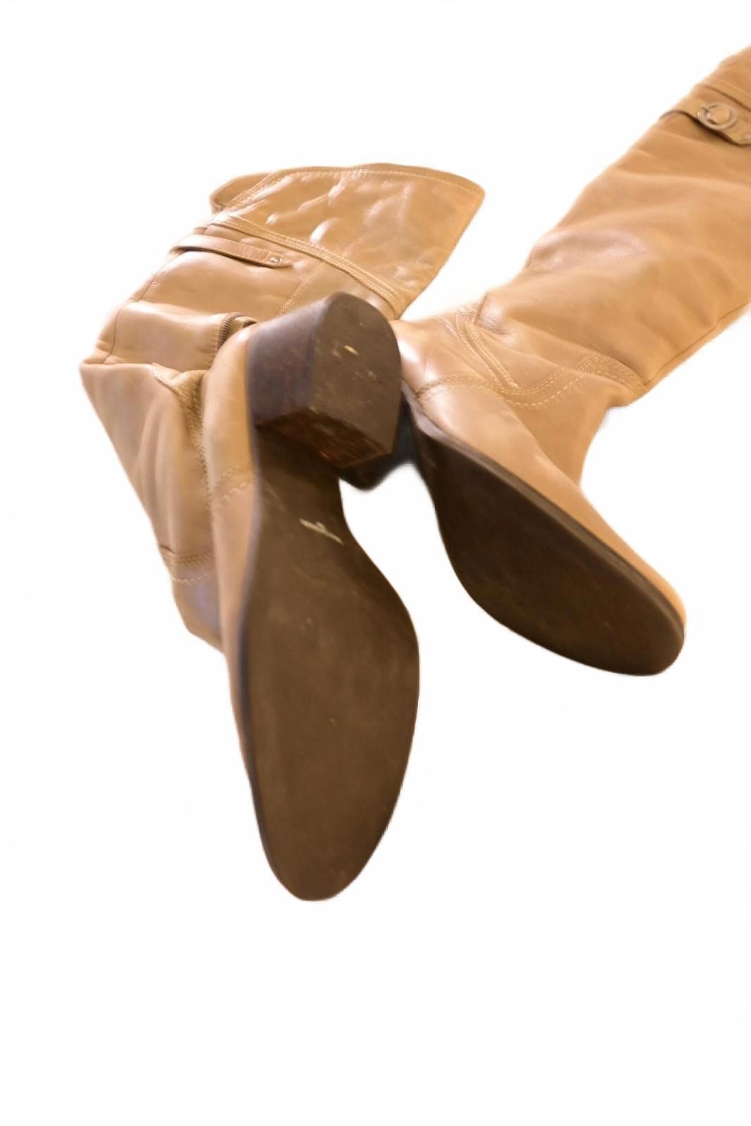 Unknown London Tan Knee-High Genuine Leather Boots w Block Heel Women's 8 Size US 8 / IT 38 - 3 Thumbnail