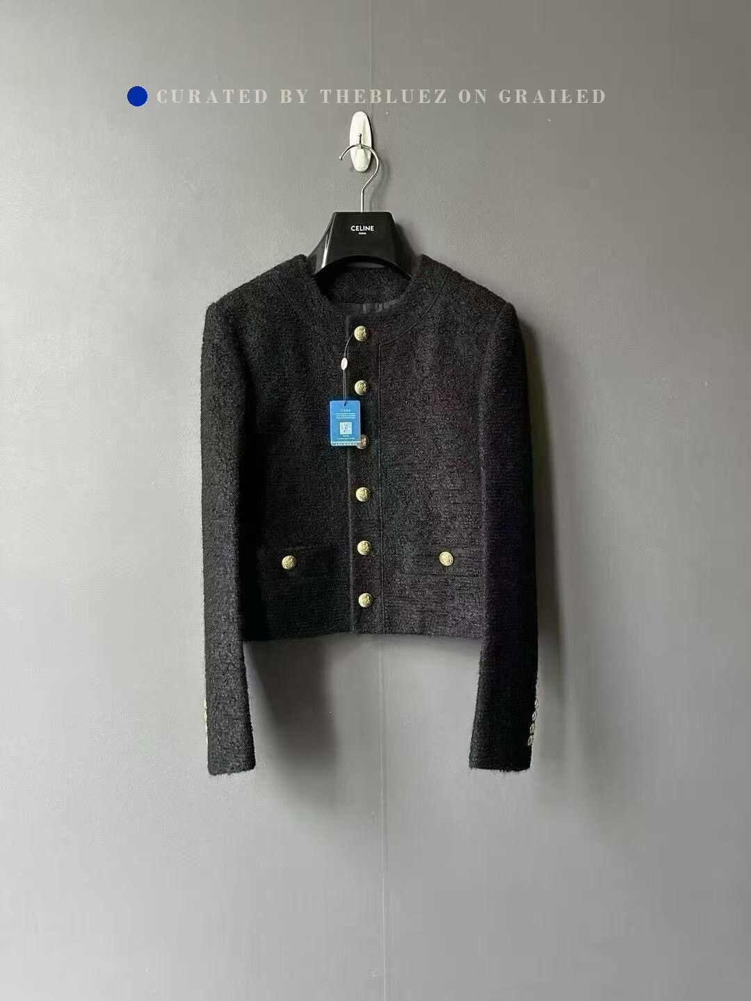 Celine Celine Black Gold Mohair Tweed Coat Size XXS / US 00 / IT 34 - 1 Thumbnail