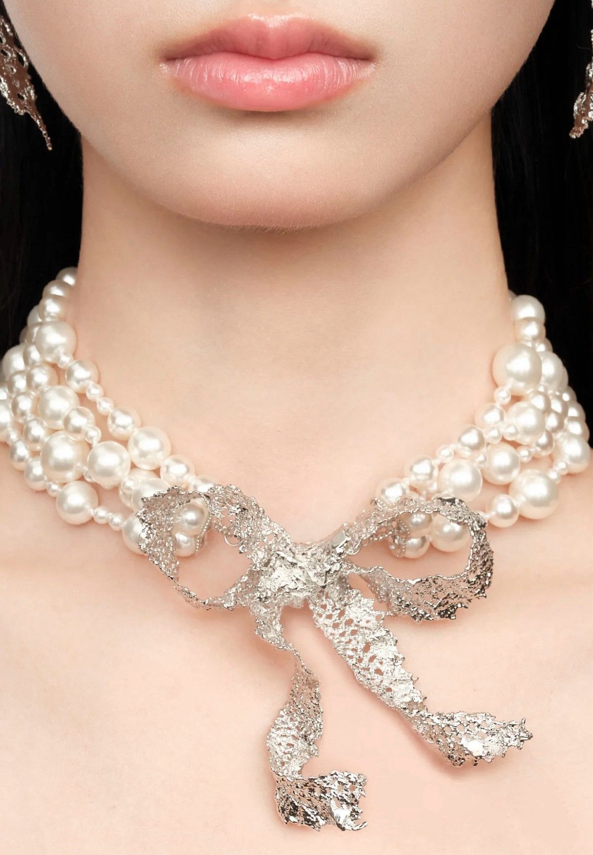 Shushu/Tong YVMIN × SHUSHU/TONG Lace Bow Imitation Pearl Necklace Size ONE SIZE - 1 Thumbnail