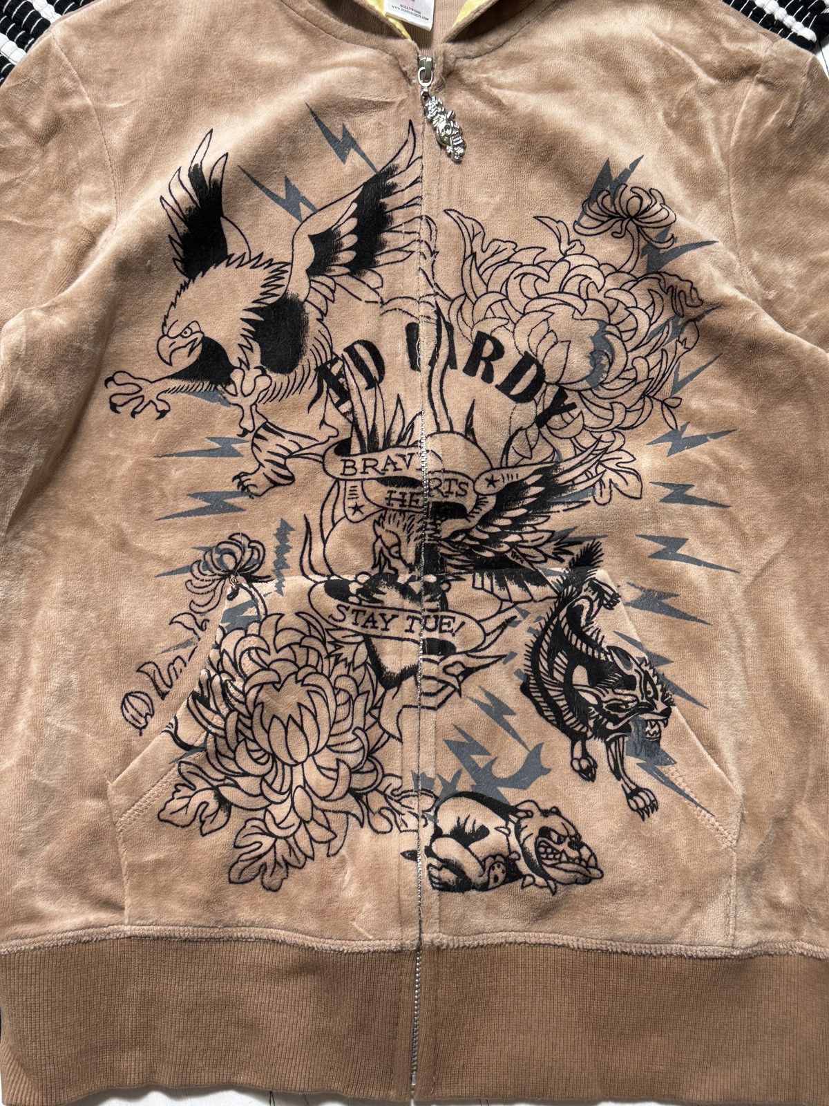 Ed Hardy VINTAGE ED HARDY VELOUR PRINTED 2000s TRACKSUIT SET Size M / US 6-8 / IT 42-44 - 6 Thumbnail