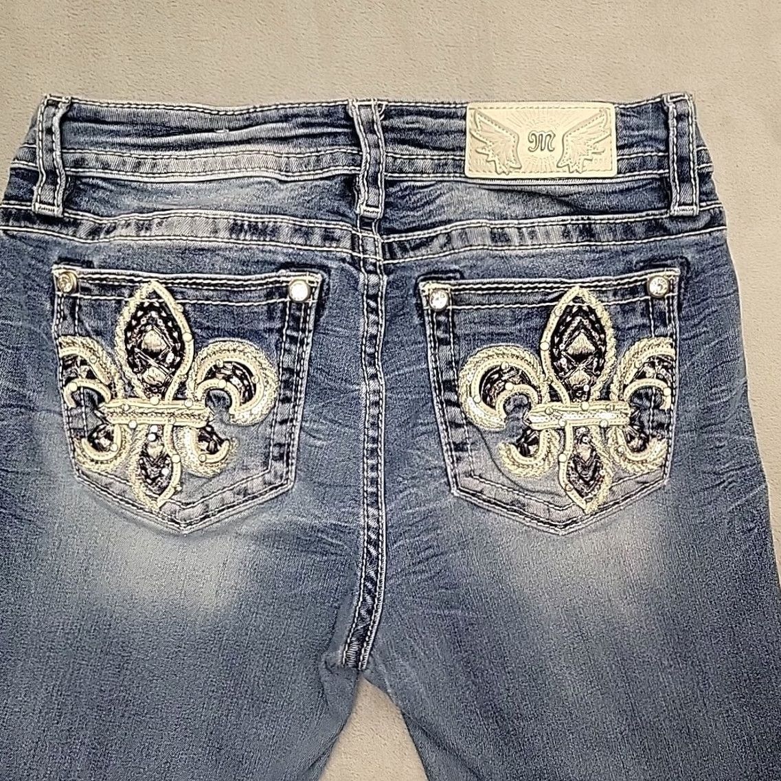 Miss Me MissMe Jeans Women 29 Faded Blue Denim Hailey Skinny Thick Stitch Cowboy M3725S Size 29" - 7 Thumbnail