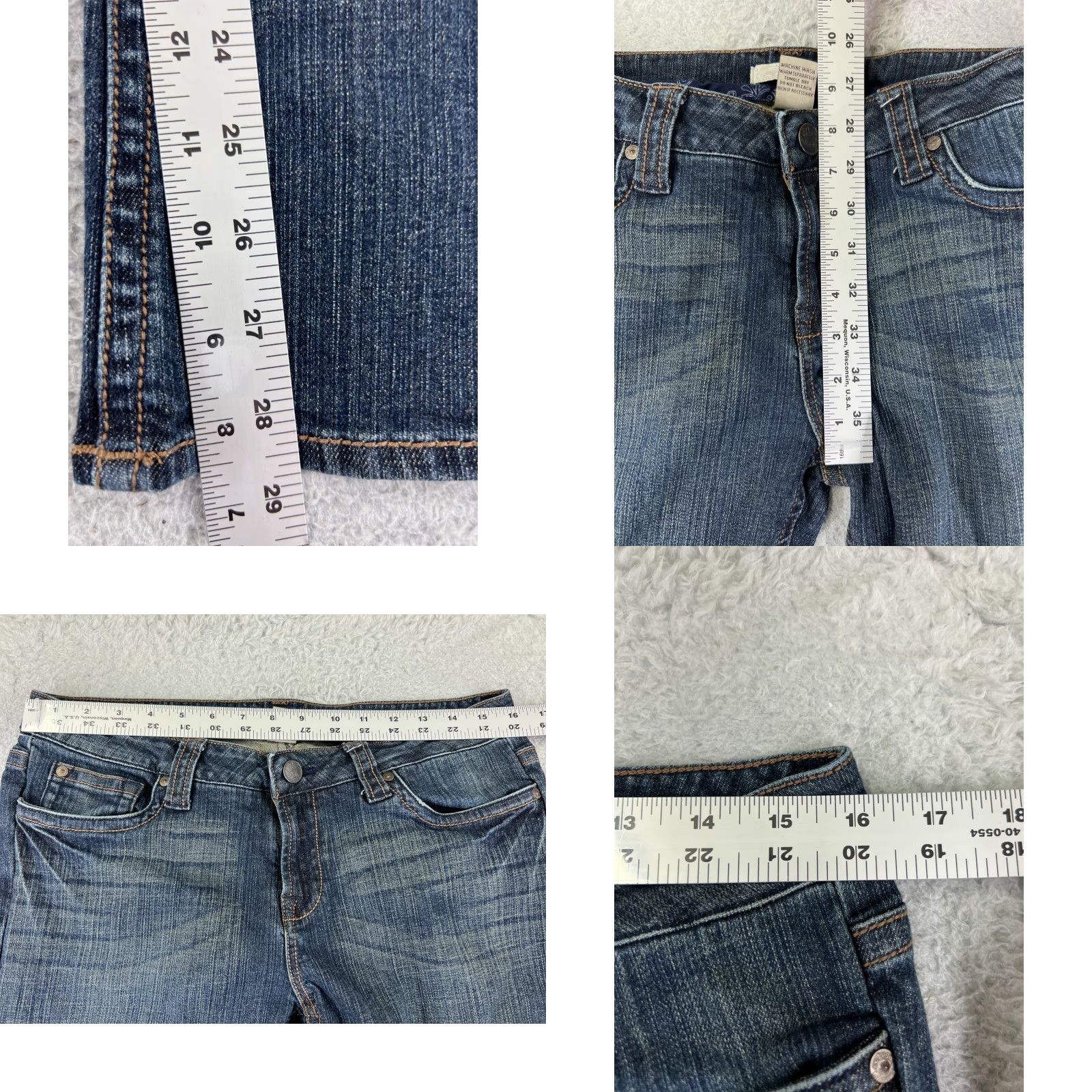 Vintage Refuge Jeans Women Bootcut Denim 30x29 Low Rise Blue Cotton Blend 13 Regular Jeans Womens 90s Theme Size 34" / US 12 / IT 48 - 8 Thumbnail