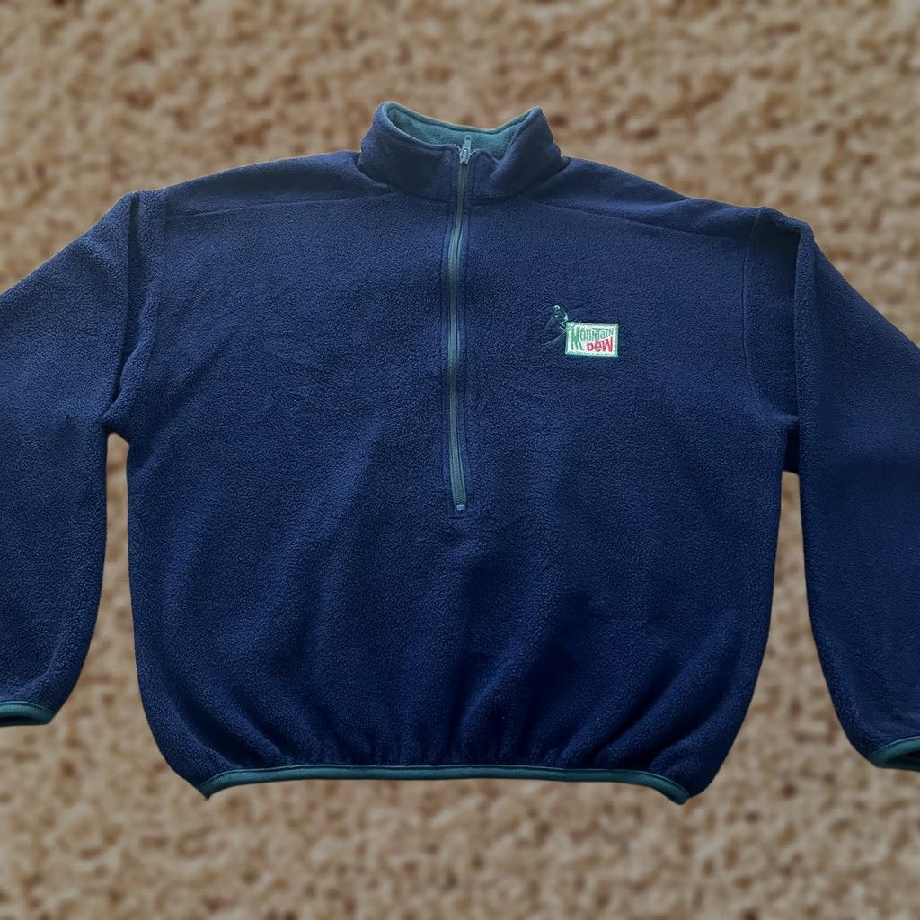 Vintage Mountain Dew Pullover Mens Medium Blue Fleece Quarter Zip Embroidered USA Made Size US M / EU 48-50 / 2 - 1 Thumbnail
