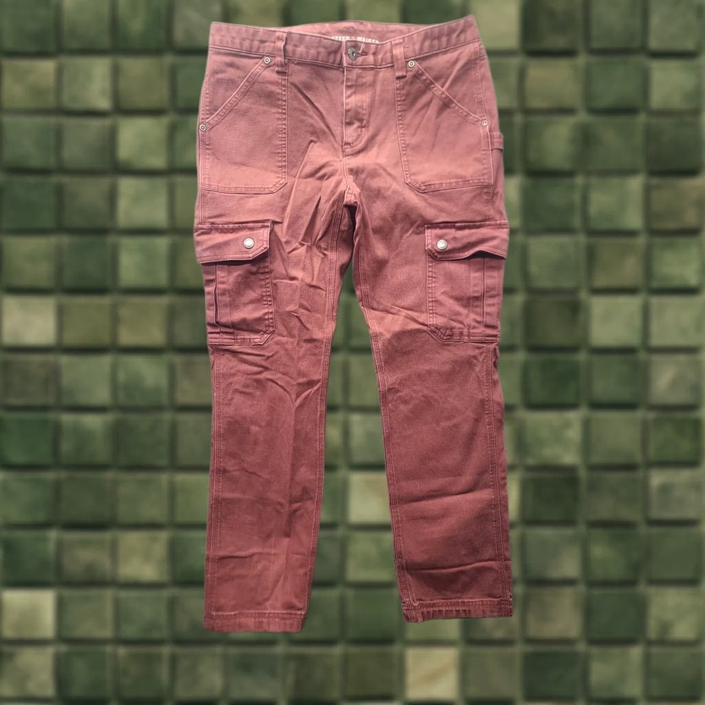 Vintage Duluth Womens Pants 8x29 DuluthFlex Fire Hose Curvesetter Cargo Regular Maroon Cotton Spandex Canvas Cargo Style City Nature Inseam 29 in Size 30" / US 8 / IT 44 - 1 Thumbnail
