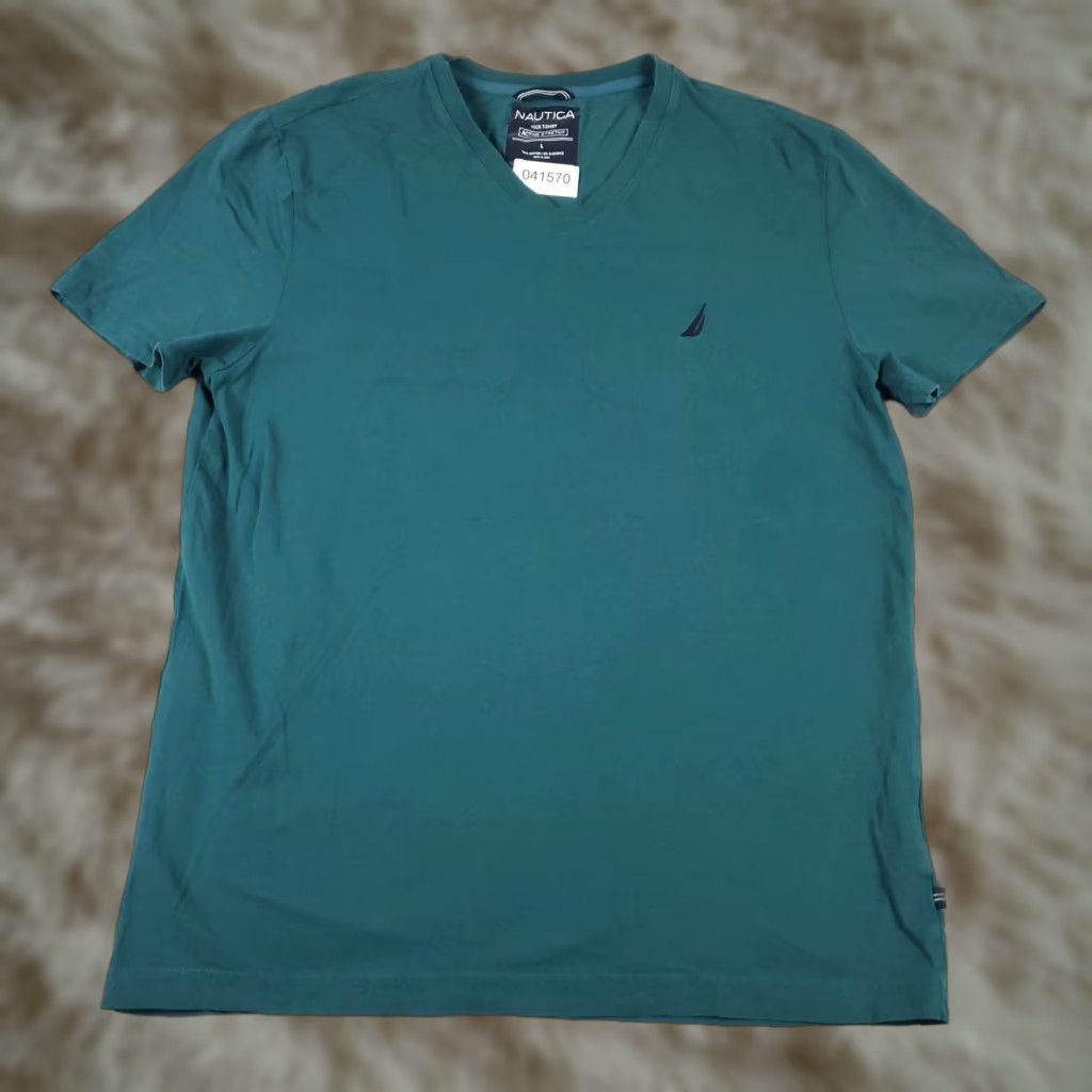 Nautica Nautica T-Shirt Mens Large Teal Casual Short Sleeve Crew Neck Blue Sports Classic Size US L / EU 52-54 / 3 - 1 Thumbnail