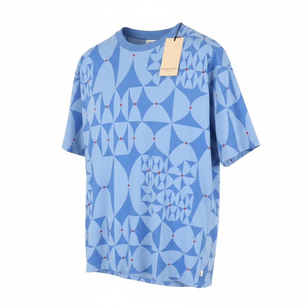 Scotch & Soda M Diamond Blue Aop Tricot Crew Neck Short Sleeve 91041 Size US M / EU 48-50 / 2 - 1 Thumbnail
