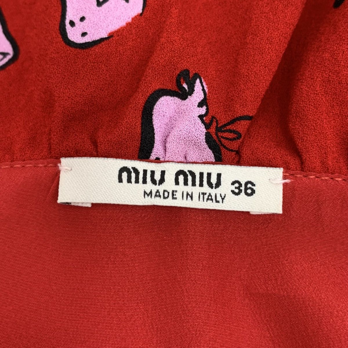 Miu Miu Miu Miu Red V-neck Lace Long Sleeve Dress K26WX Size XS / US 0-2 / IT 36-38 - 5 Thumbnail