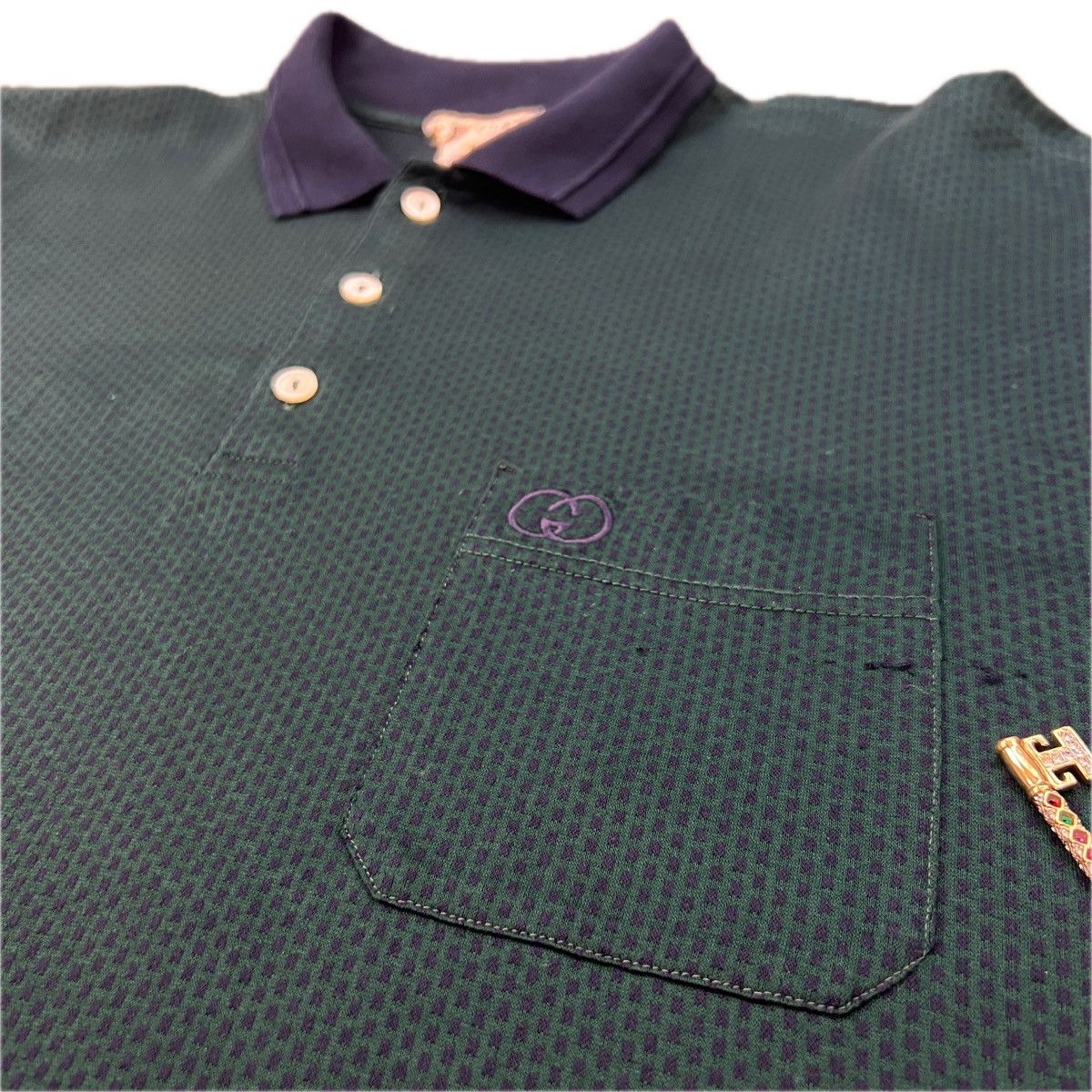 Gucci × Vintage Archive Vintage GUCCI Embroidered Logo Polo Tee Size US L / EU 52-54 / 3 - 3 Thumbnail