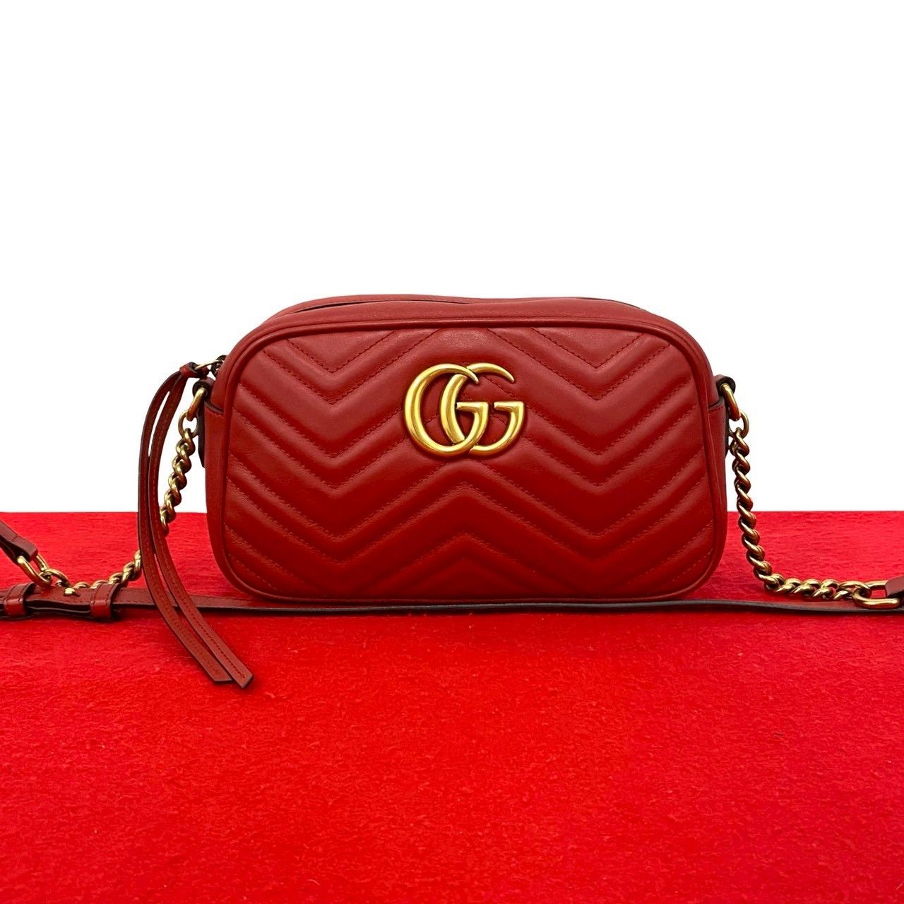 Gucci Gucci Gucci GG Marmont Leather Mini Chain Shoulder Bag Leather Shoulder Bag DUTY FREE for USA Size ONE SIZE - 1 Thumbnail