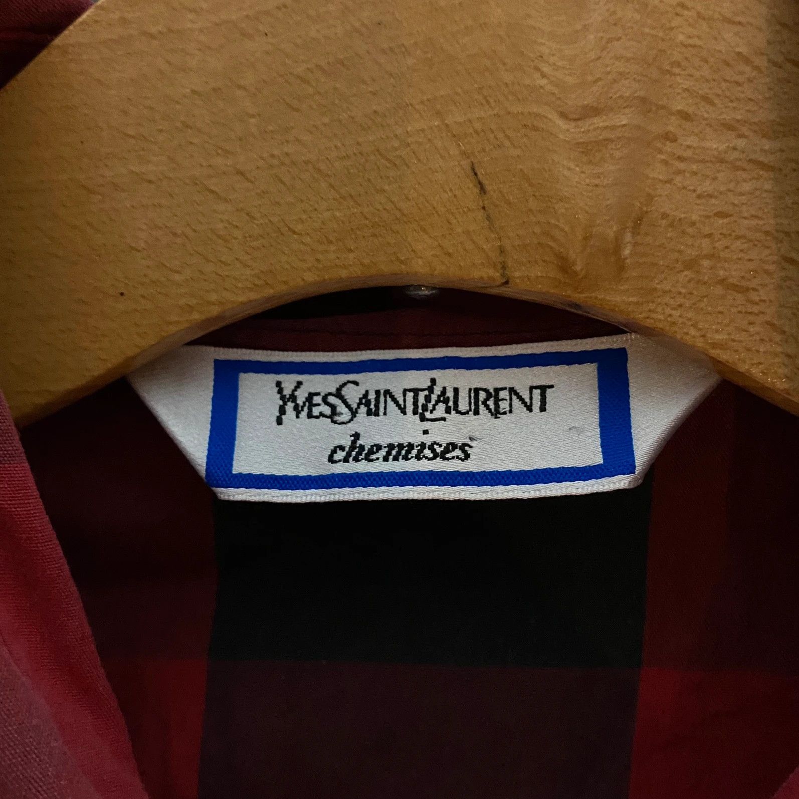 Designer × Yves Saint Laurent Yves Saint Laurent shirtchecked mini logo pocket black red Size US M / EU 48-50 / 2 - 5 Thumbnail