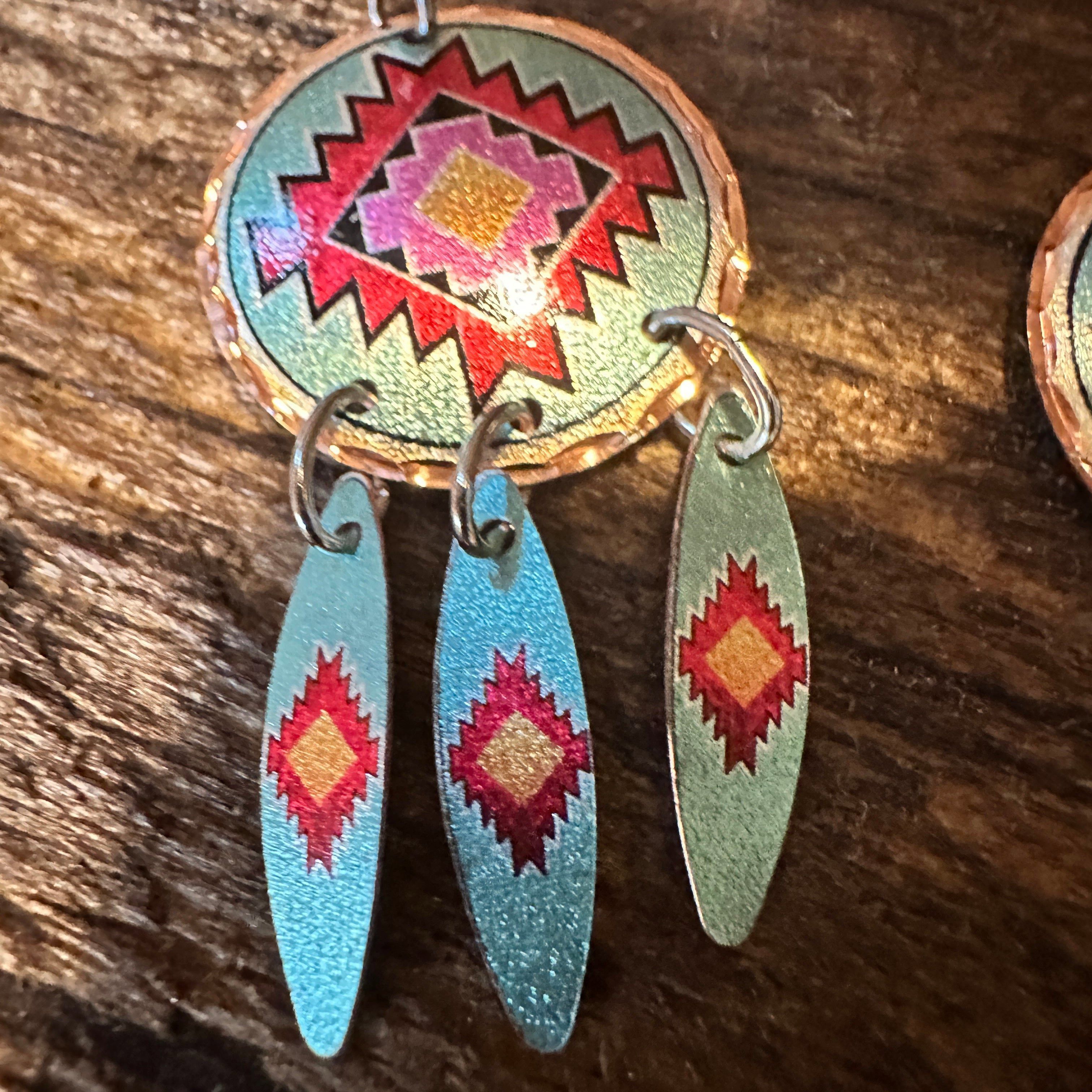 Other Handmade Boho Copper Earrings, Diamond Cut Native American D Size ONE SIZE - 7 Thumbnail