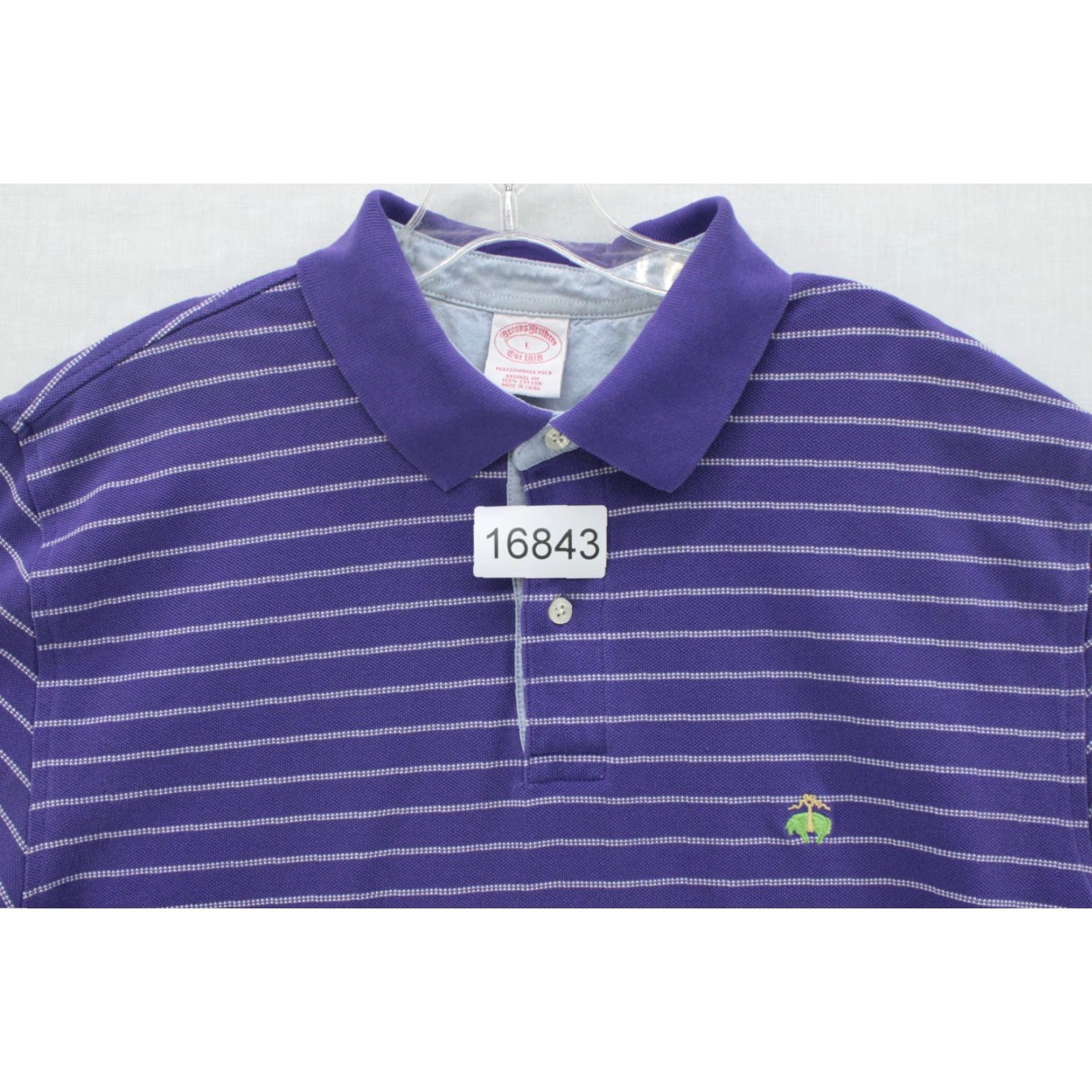 Brooks Brothers Brooks Brothers Polo Shirt Mens L Purple Striped 1818 Performance Golf Cotton Size US L / EU 52-54 / 3 - 8 Thumbnail