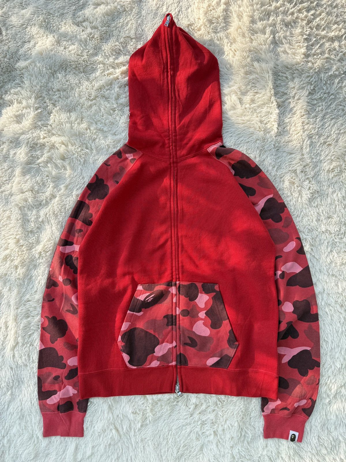Bape Bape Red camo full zip hoodie Size S / US 4 / IT 40 - 1 Thumbnail