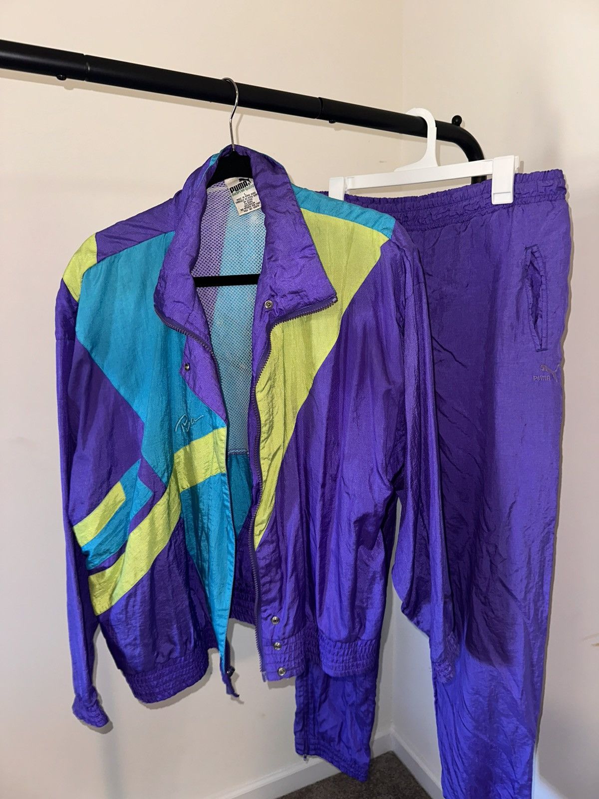 Puma 90s Puma Windbreaker Set | Vintage Sweatsuit Size M / US 6-8 / IT 42-44 - 5 Thumbnail