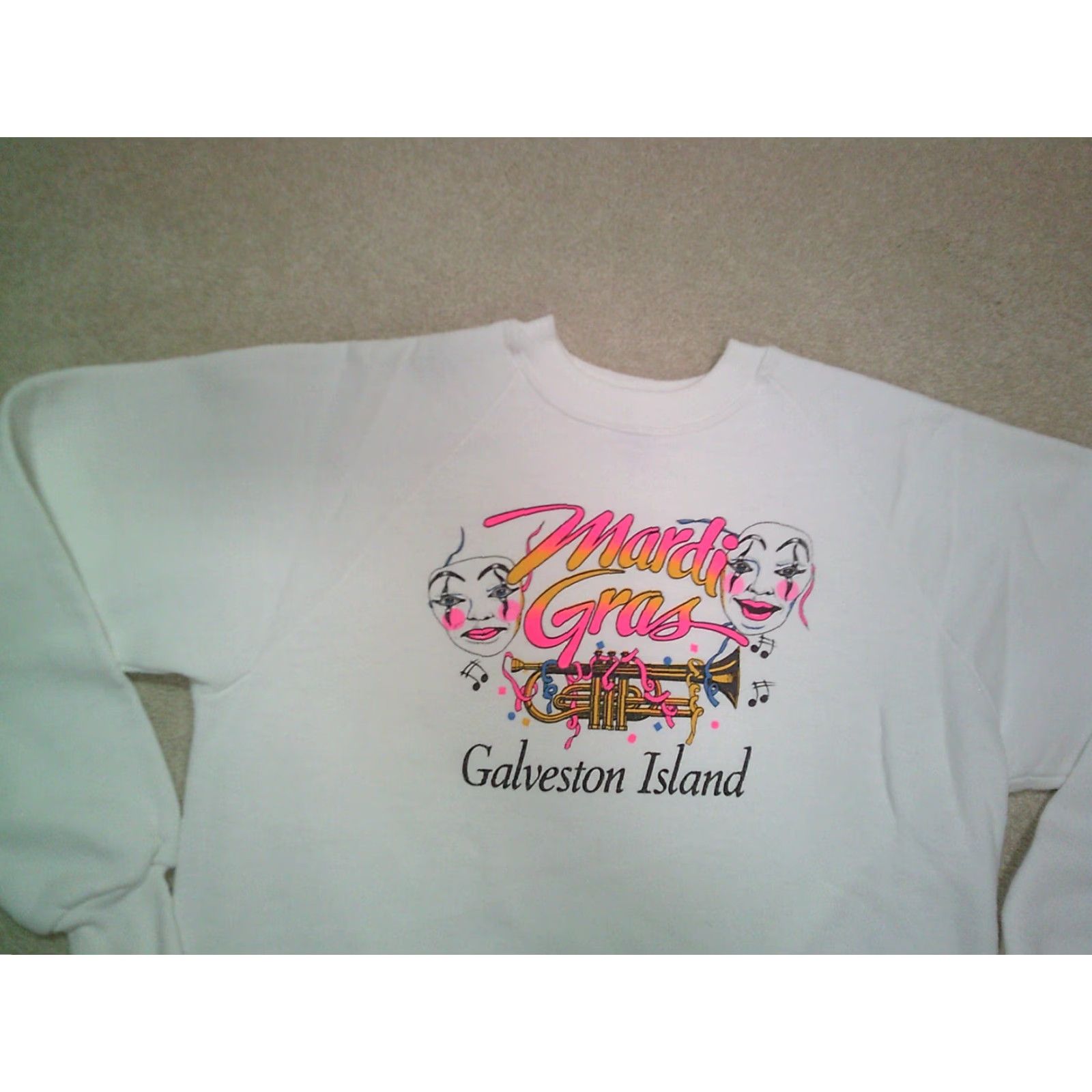 Russell Athletic VINTAGE Russell Athletic Crewneck Sweatshirt Mens Large White 90s Mardi Gras Galveston Island - Graphic Print, Logo, Pullover Size US L / EU 52-54 / 3 - 3 Thumbnail