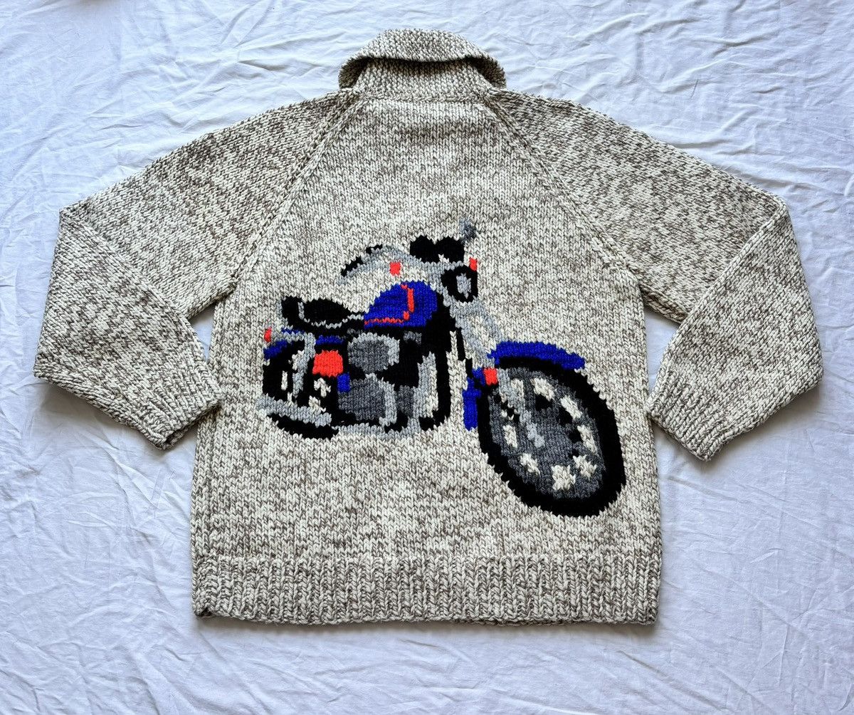 Other Vintage Hand Knit Motorcycle Cardigan Wool Cowichan Sweater Size US L / EU 52-54 / 3 - 1 Thumbnail