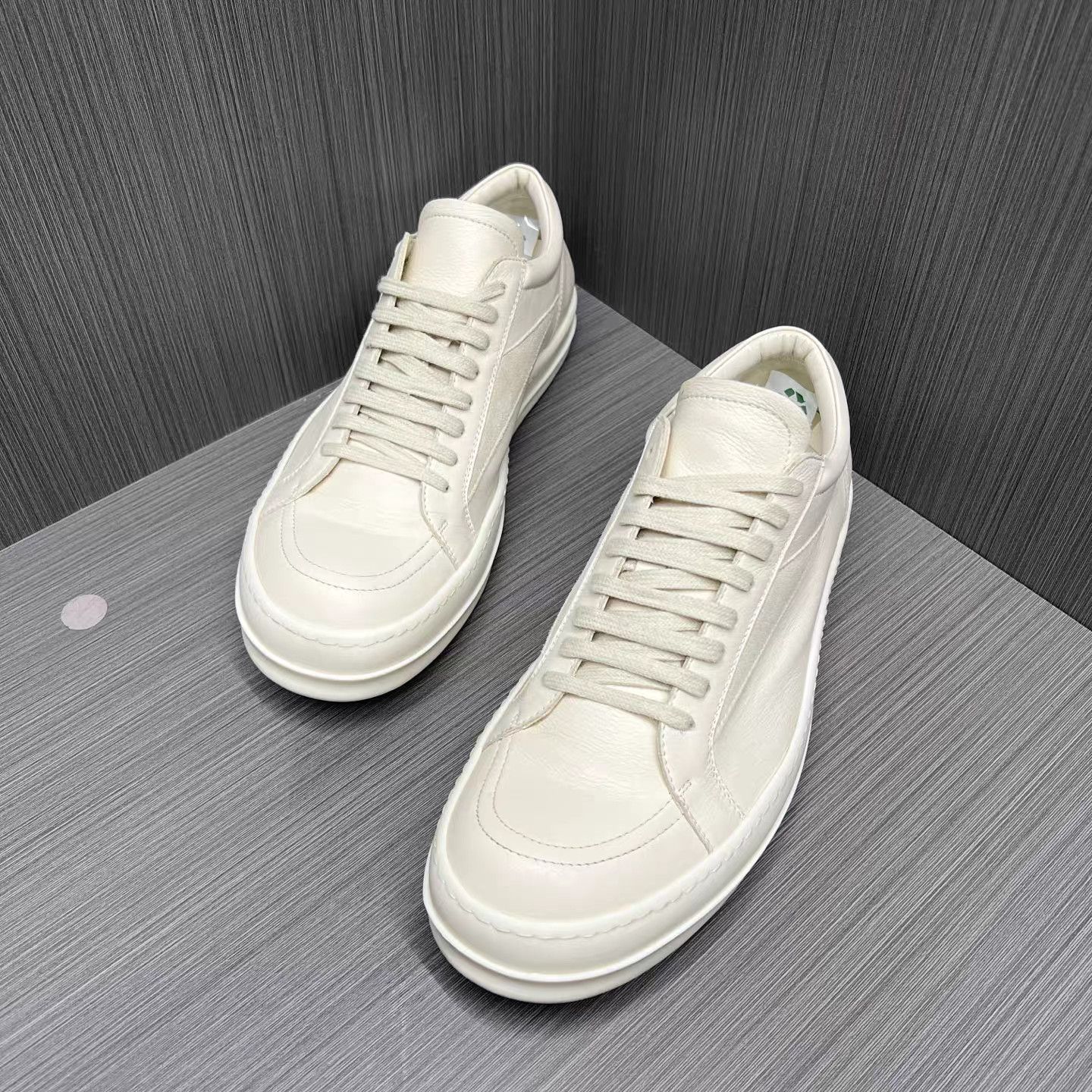Rick Owens Rick Owens Ivory White Calfskin Sneakers K15 Size US 12 / EU 45 - 1 Thumbnail