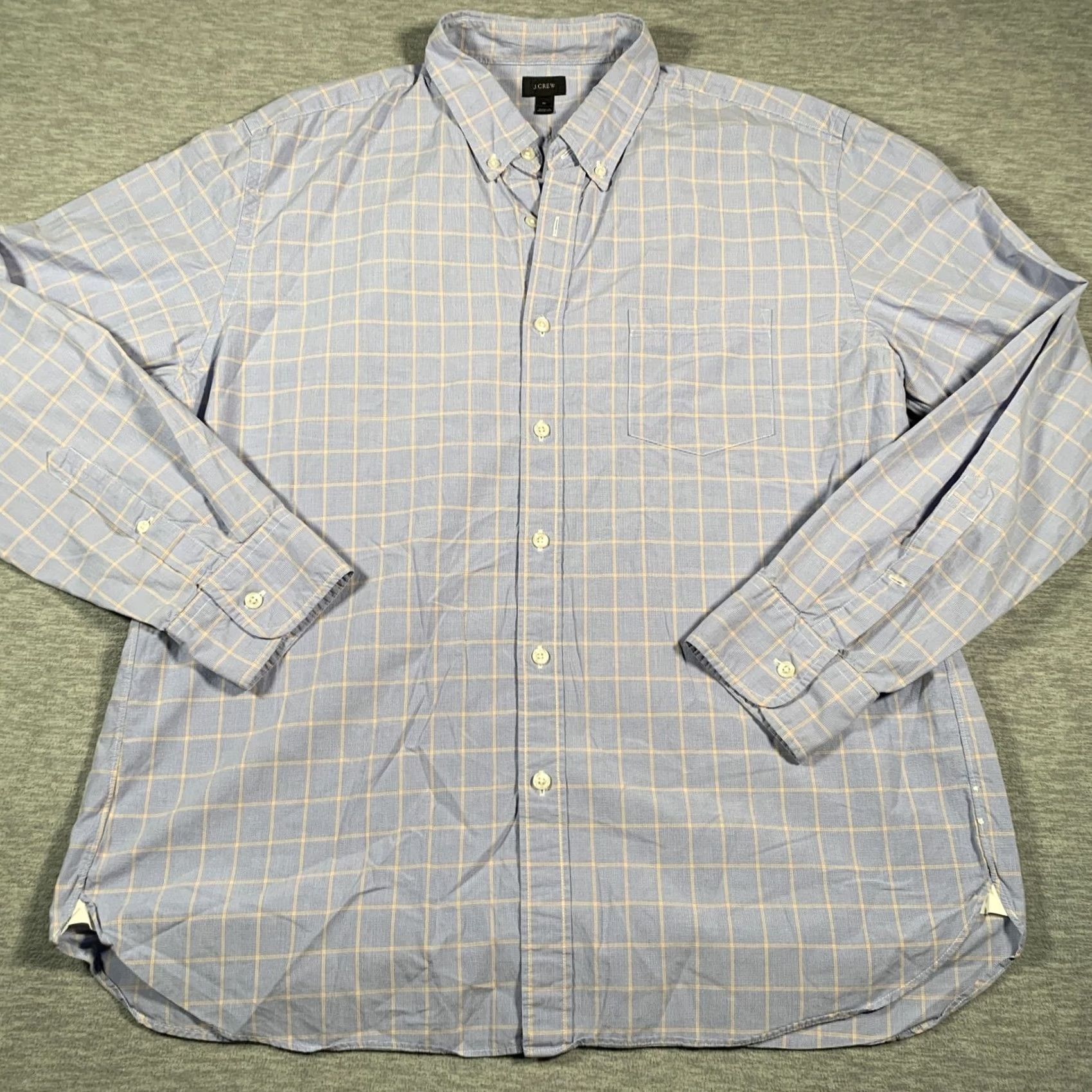 J.Crew VINTAGE? (No) J.CREW Shirt Mens XL Blue Yellow Windowpane Button-Down Long Sleeve Shirt Mens XL Blue Windowpane Check Button-Down Collar Size US XL / EU 56 / 4 - 3 Thumbnail